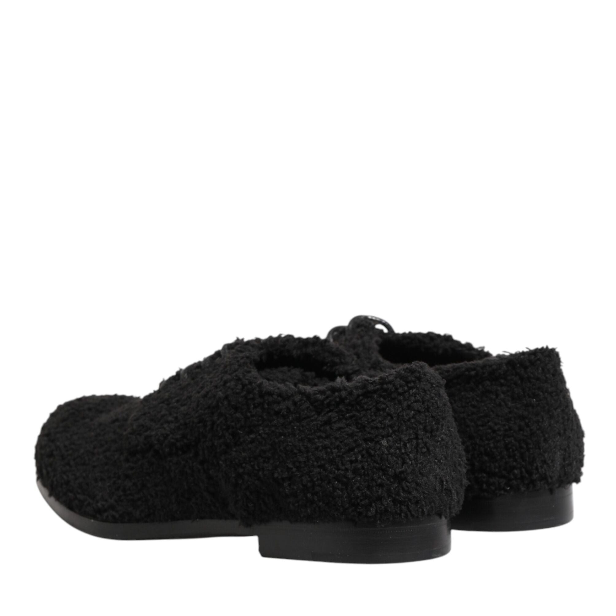 Dolce & Gabbana Men Black Riccio Shearling Dress Derby Shoes