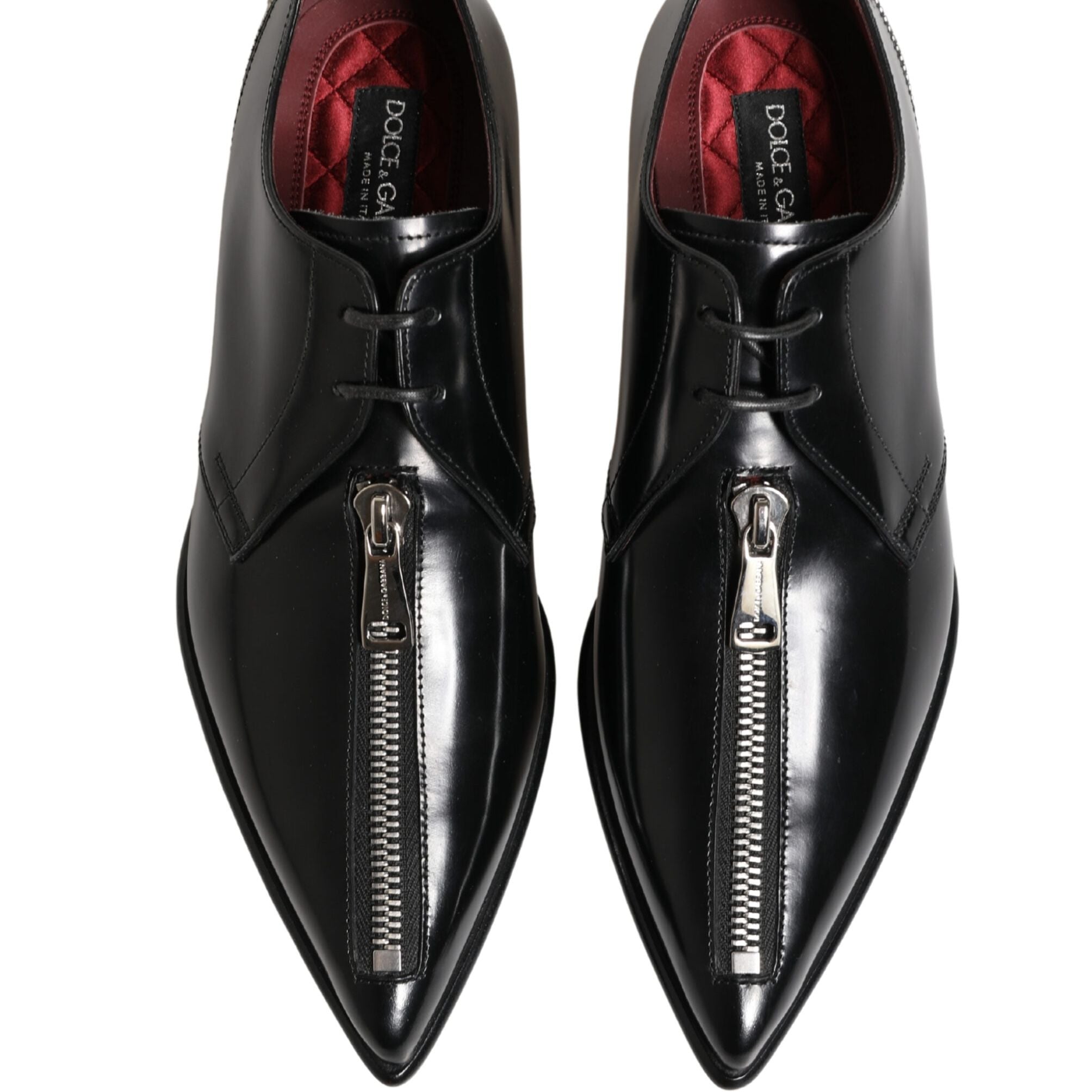 Dolce & Gabbana Men Black Lace-Up Leather Zip Dress Derby Shoes