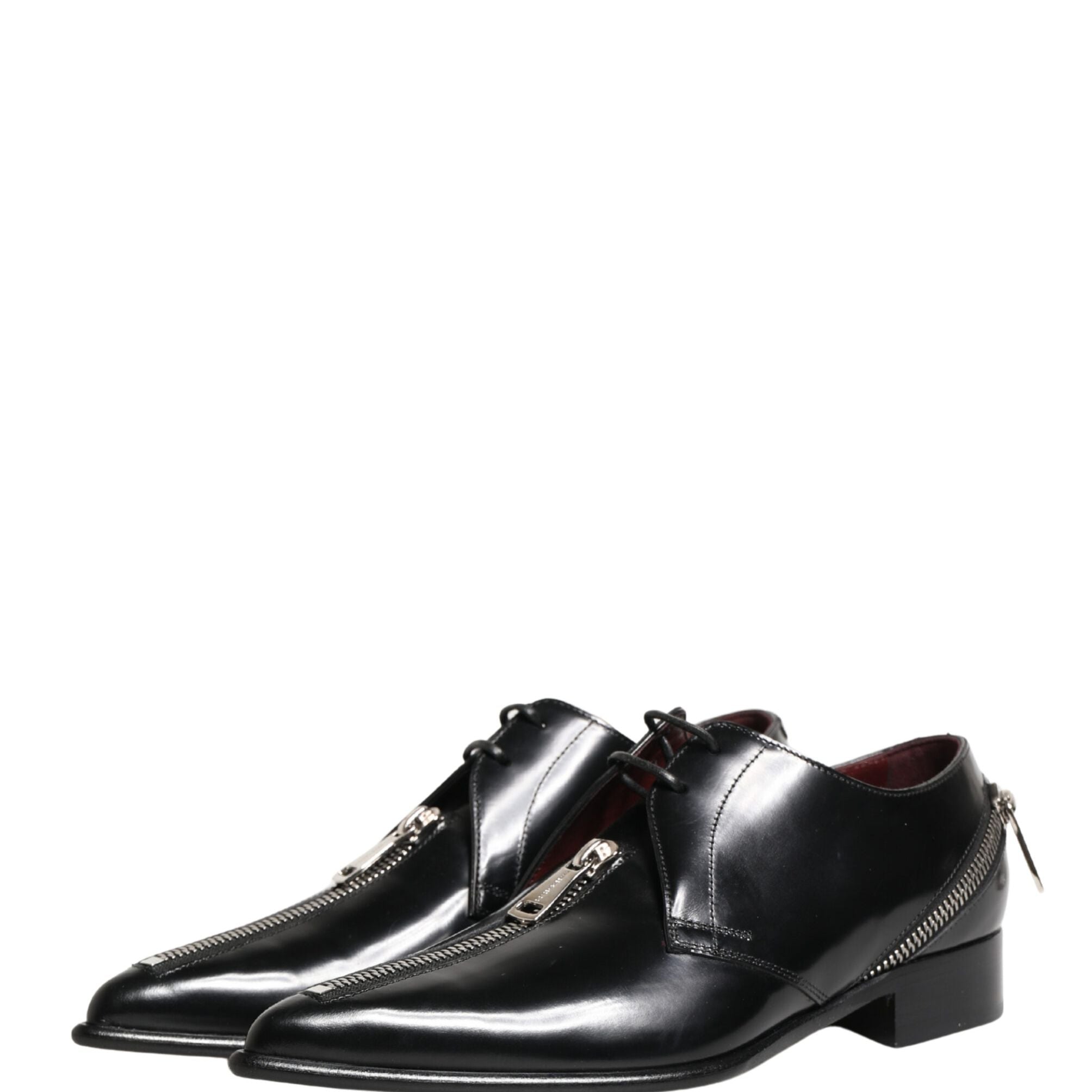 Dolce & Gabbana Men Black Lace-Up Leather Zip Dress Derby Shoes