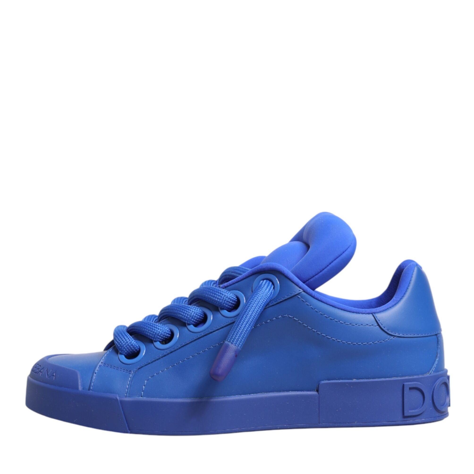 Dolce & Gabbana Blue Leather DG Logo Sole Low Top Sneakers Shoes