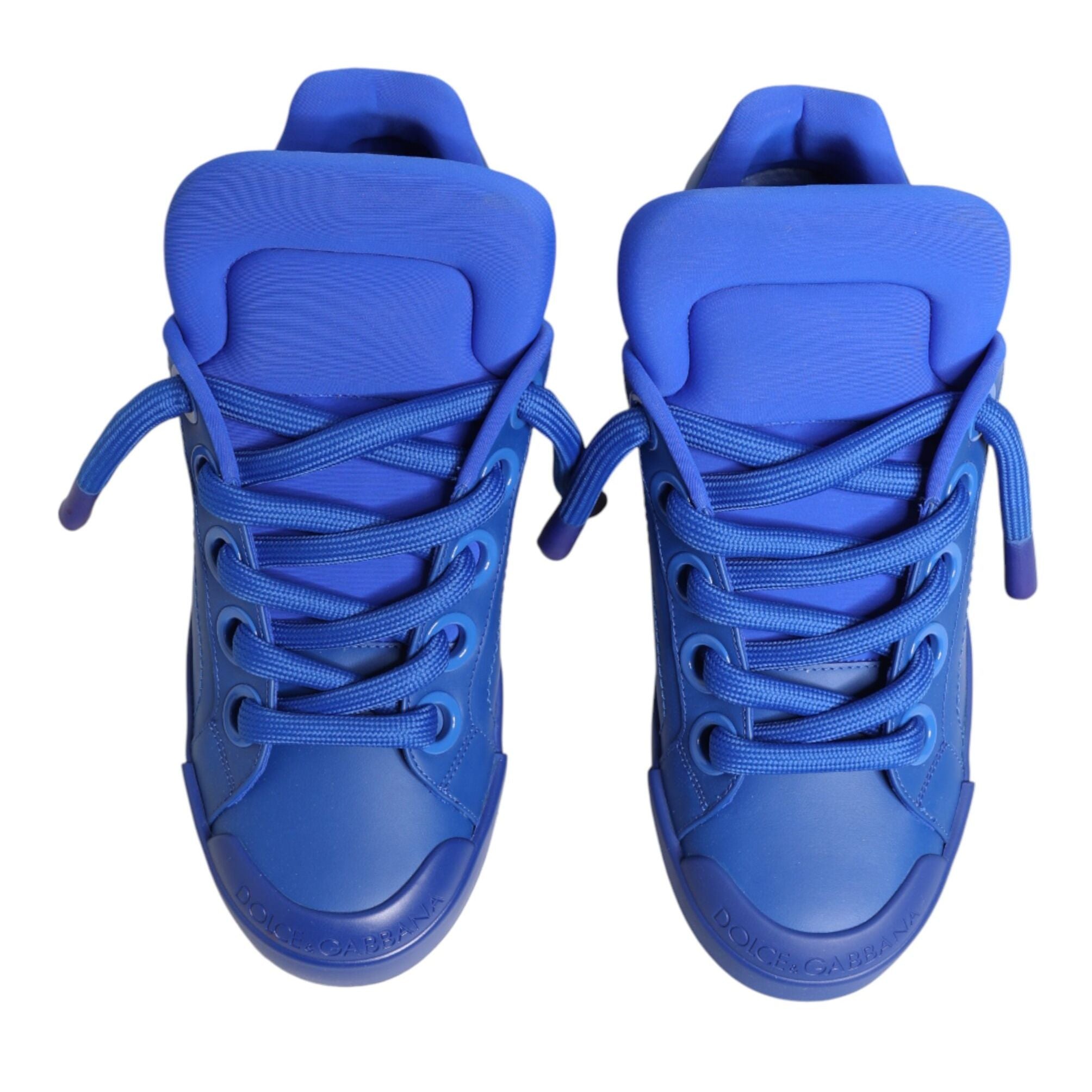 Dolce & Gabbana Blue Leather DG Logo Sole Low Top Sneakers Shoes