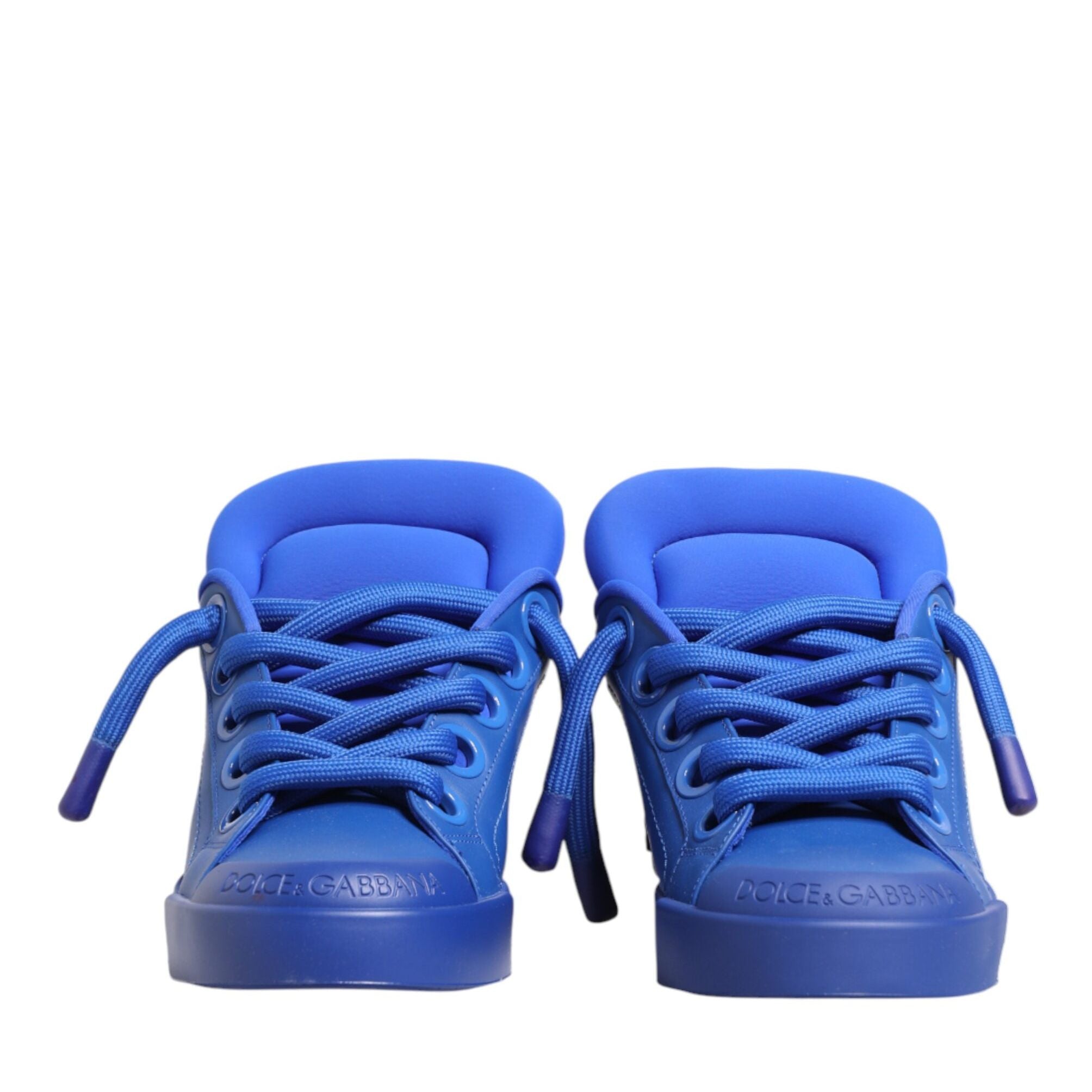 Dolce & Gabbana Blue Leather DG Logo Sole Low Top Sneakers Shoes
