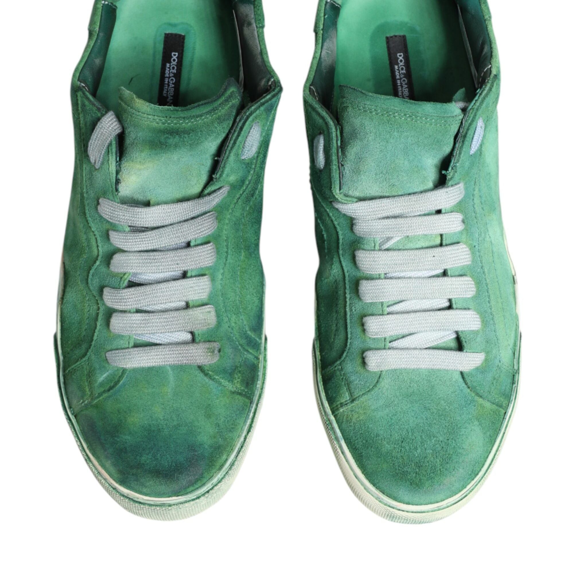 Dolce & Gabbana Green Suade DG Logo Sole Low Top Sneakers Shoes