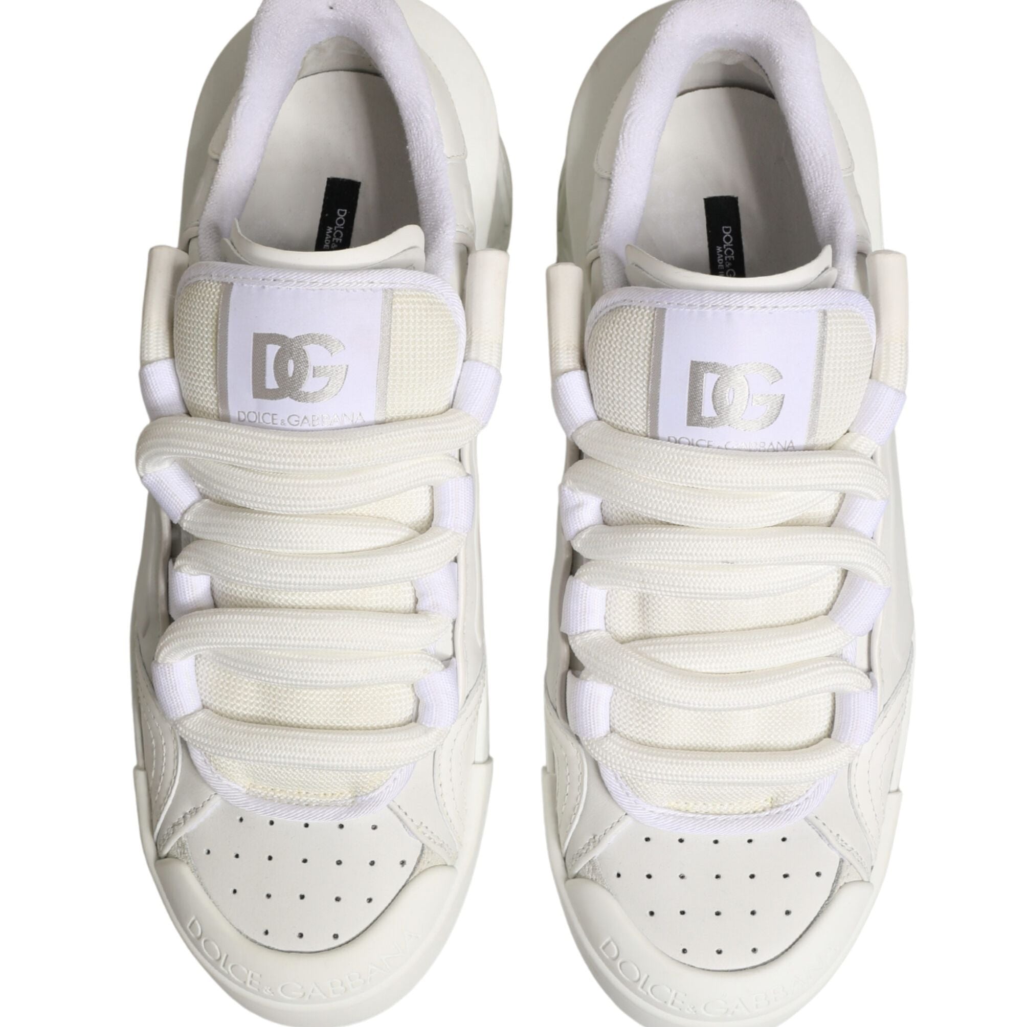 Dolce & Gabbana White Calfskin Leather Low Top Sneakers Shoes