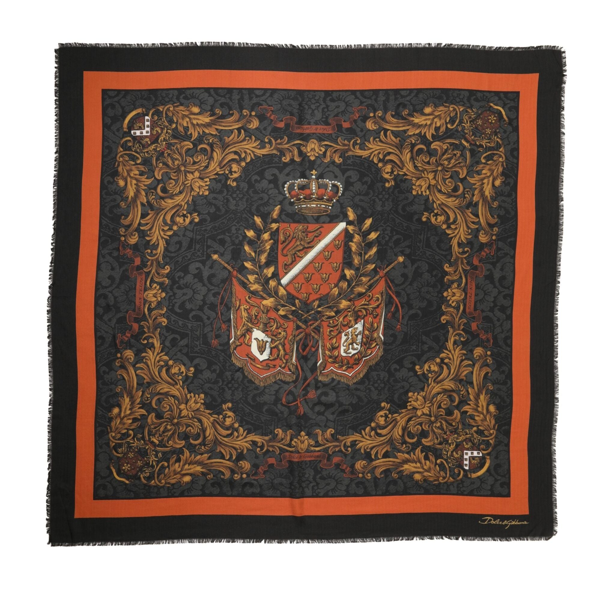 Dolce & Gabbana Multicolor Crest Print Cashmere 272cm x 132cm Men Scarf