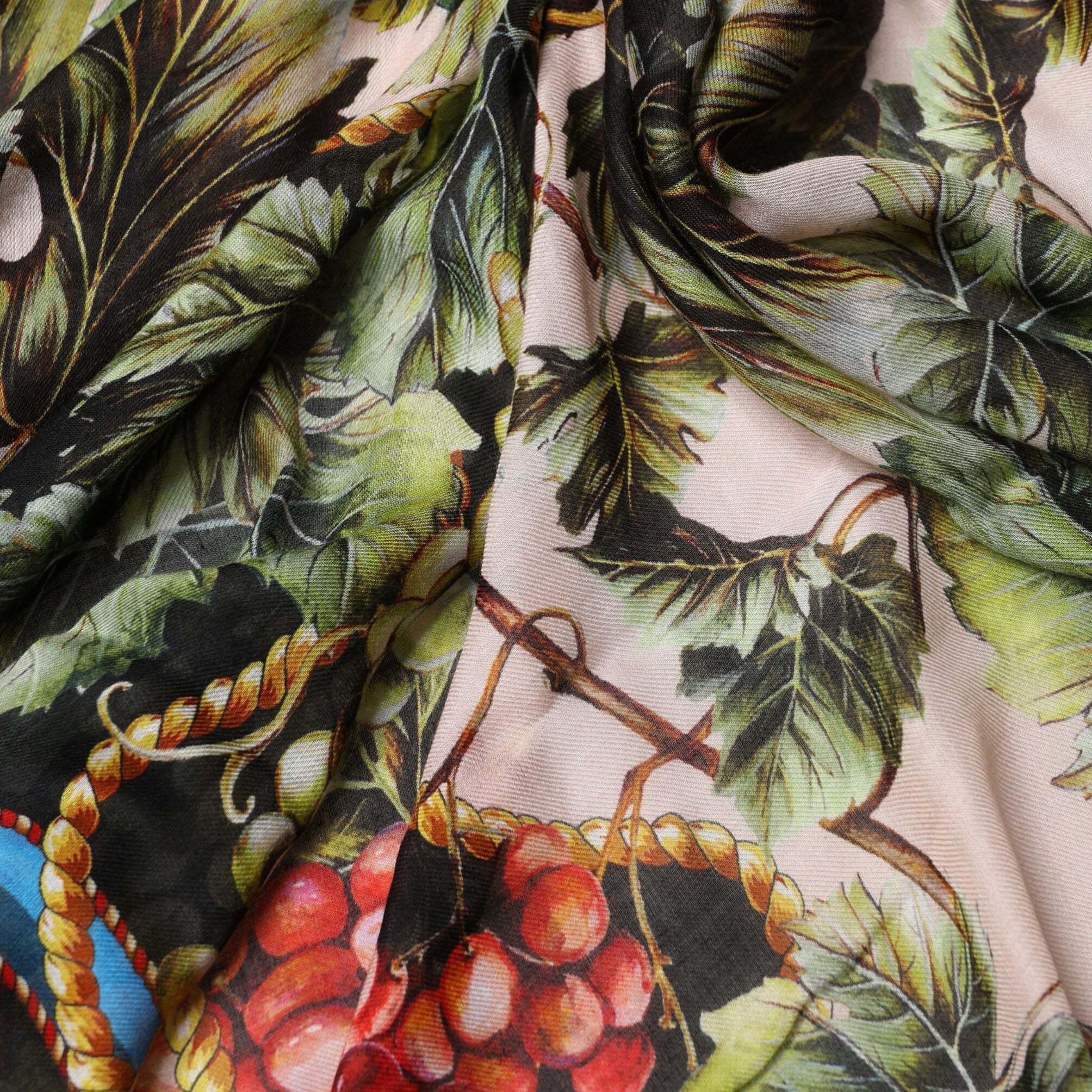 Dolce & Gabbana Multicolor Grapes Print Wrap Shawl 196cm x 134cm Scarf