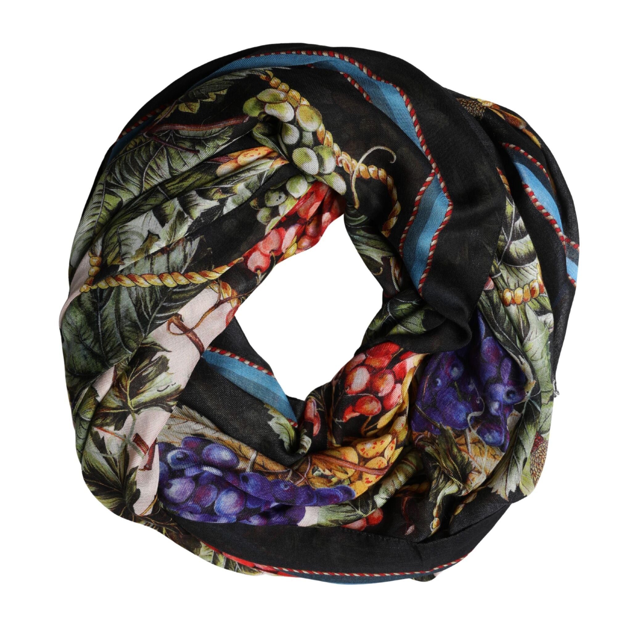 Dolce & Gabbana Multicolor Grapes Print Wrap Shawl 196cm x 134cm Scarf