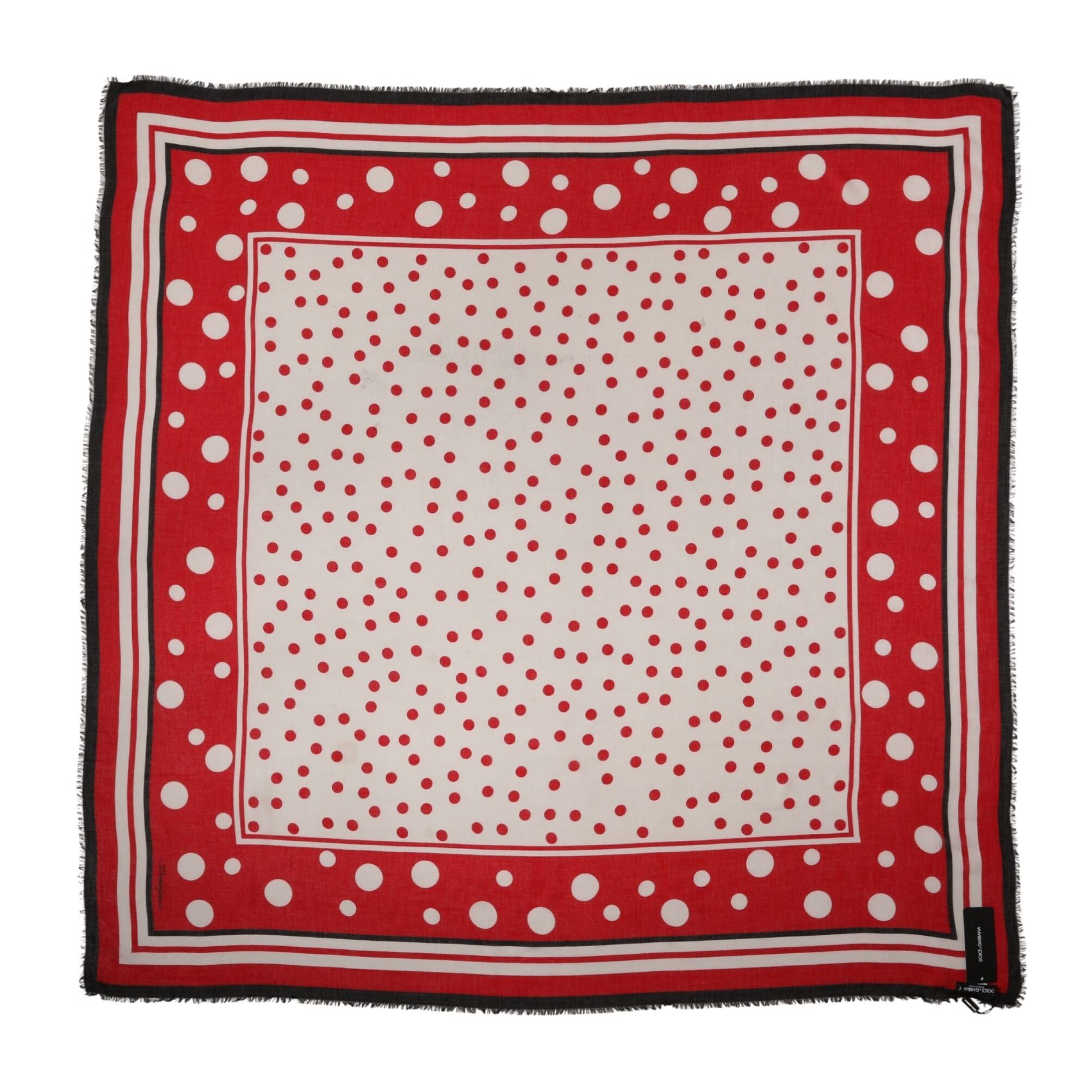 Dolce & Gabbana Red Polka Dot Print Square Stole 130cm x 130cm Scarf