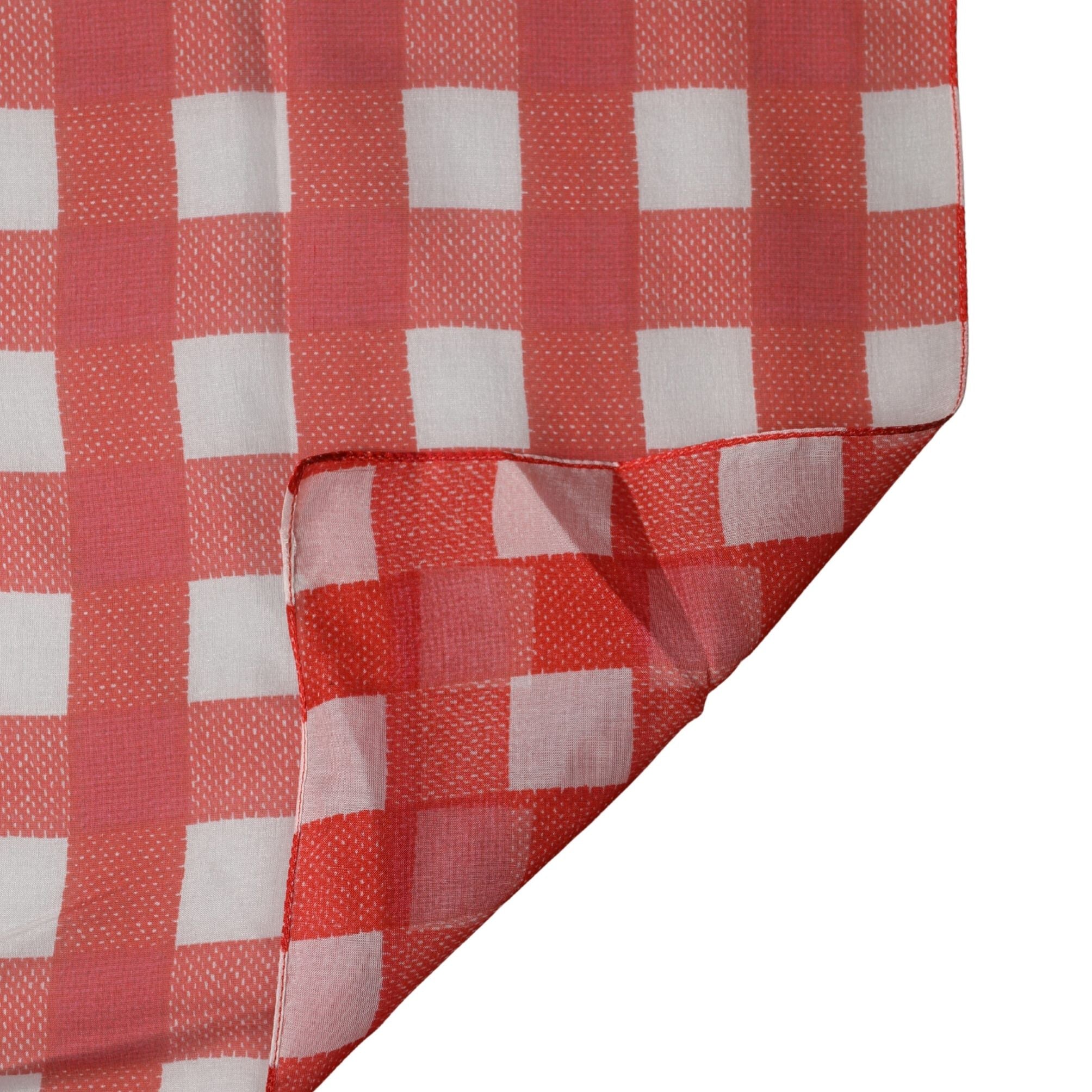 Dolce & Gabbana White Red Check Silk Wrap Foulard 118cm x 118cm Scarf