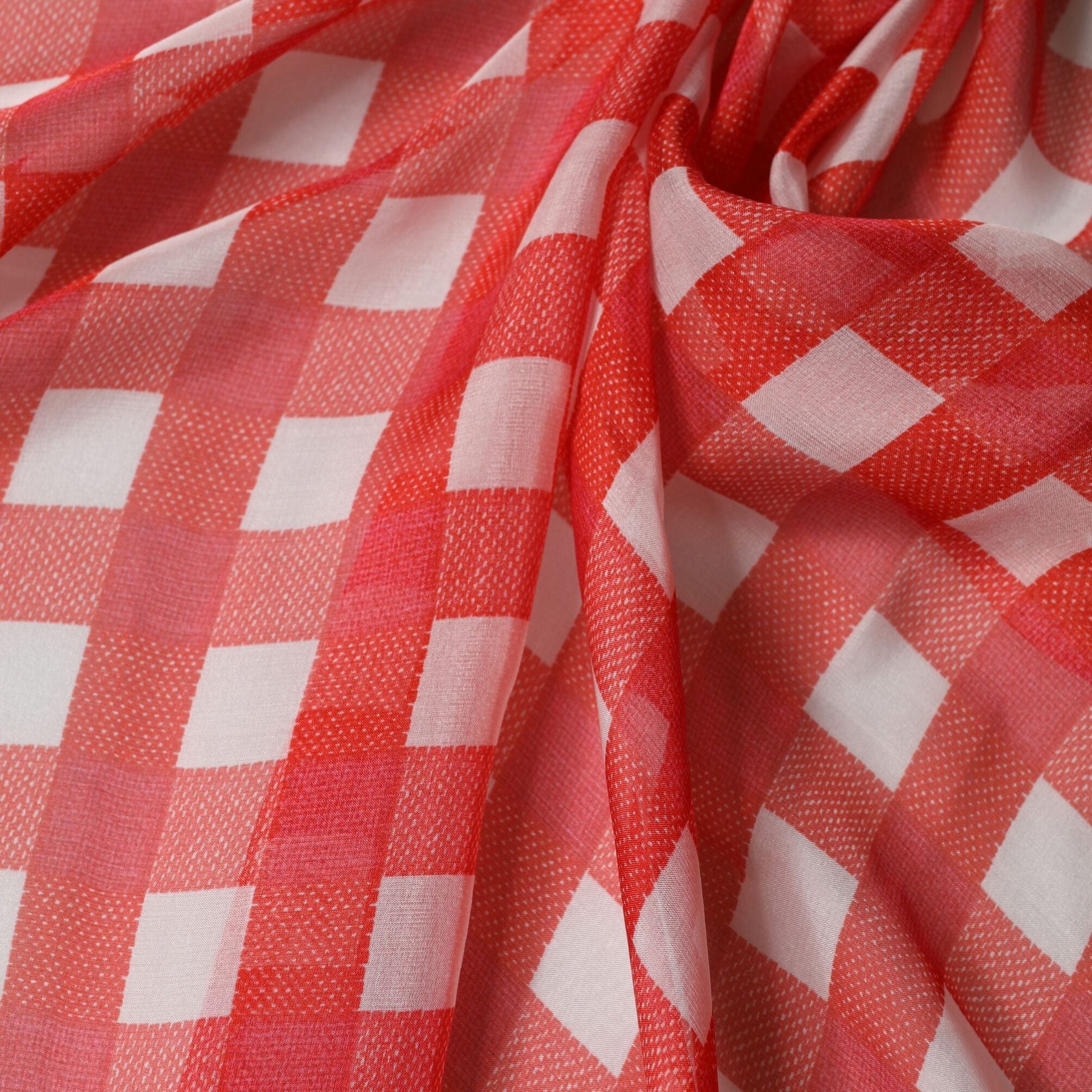 Dolce & Gabbana White Red Check Silk Wrap Foulard 118cm x 118cm Scarf