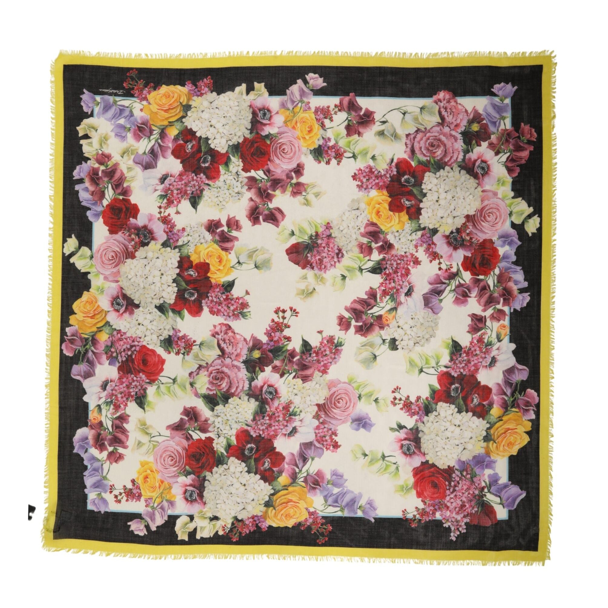 Dolce & Gabbana Multicolor Floral Square Stole 134.5cm x 134.5cm Scarf