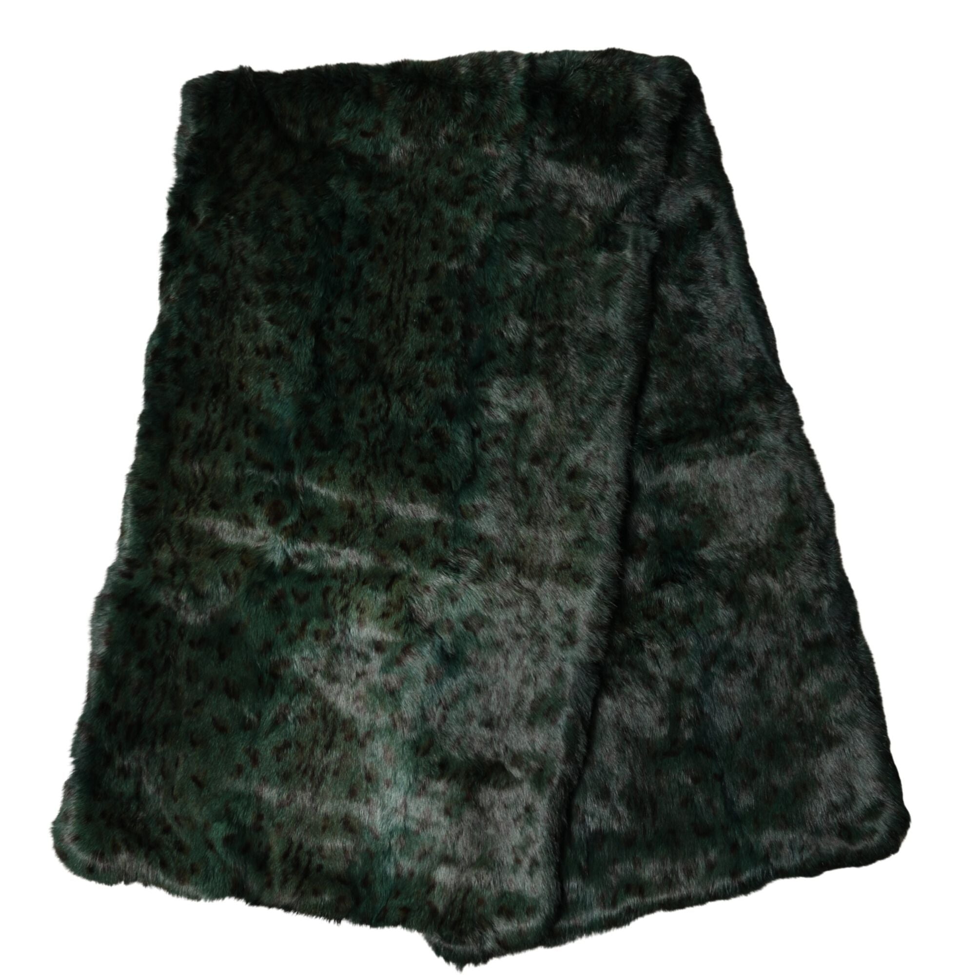 Dolce & Gabbana Black Green Stripe Fur Shawl Neck Wrap 180cm x49cm Scarf