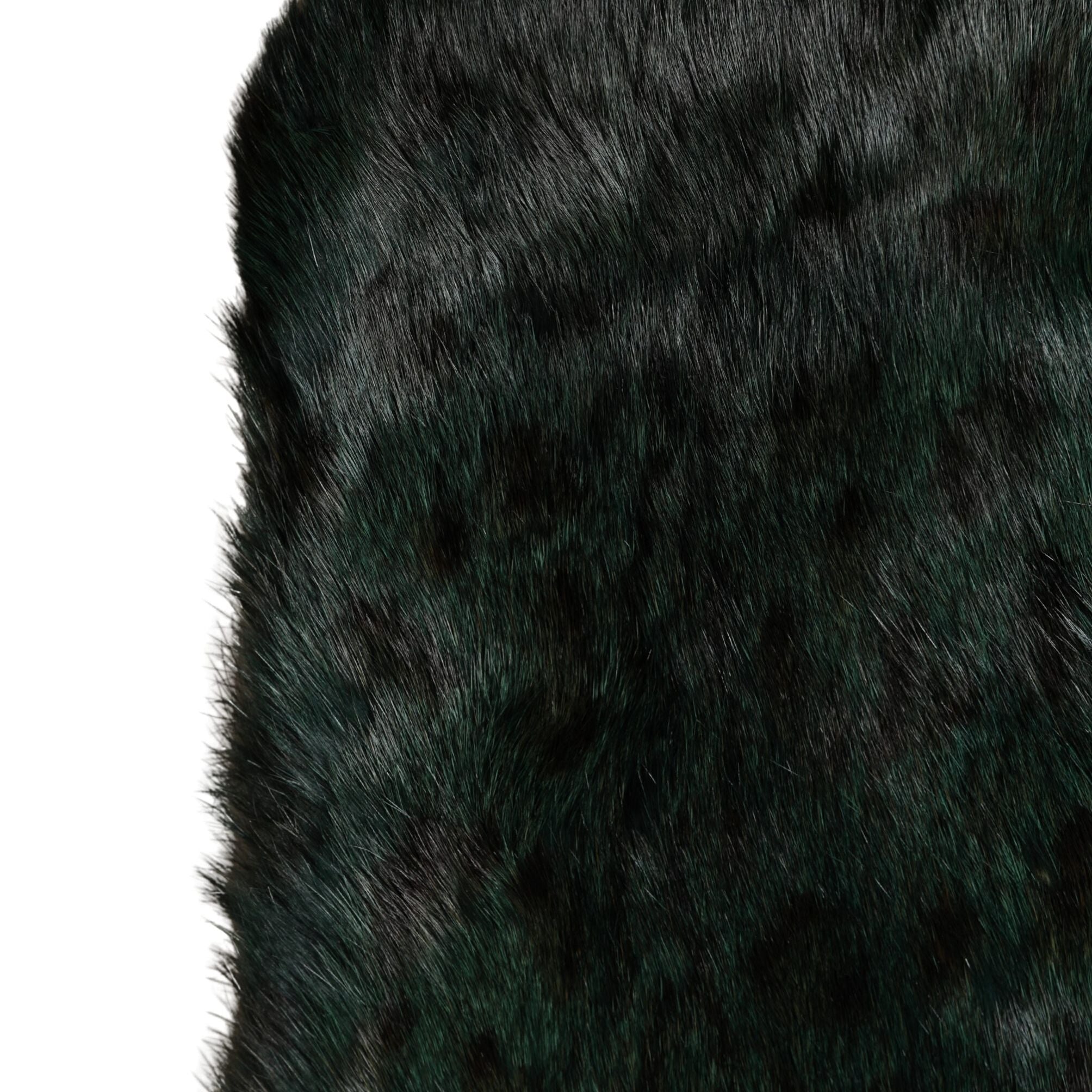 Dolce & Gabbana Black Green Stripe Fur Shawl Neck Wrap 180cm x49cm Scarf