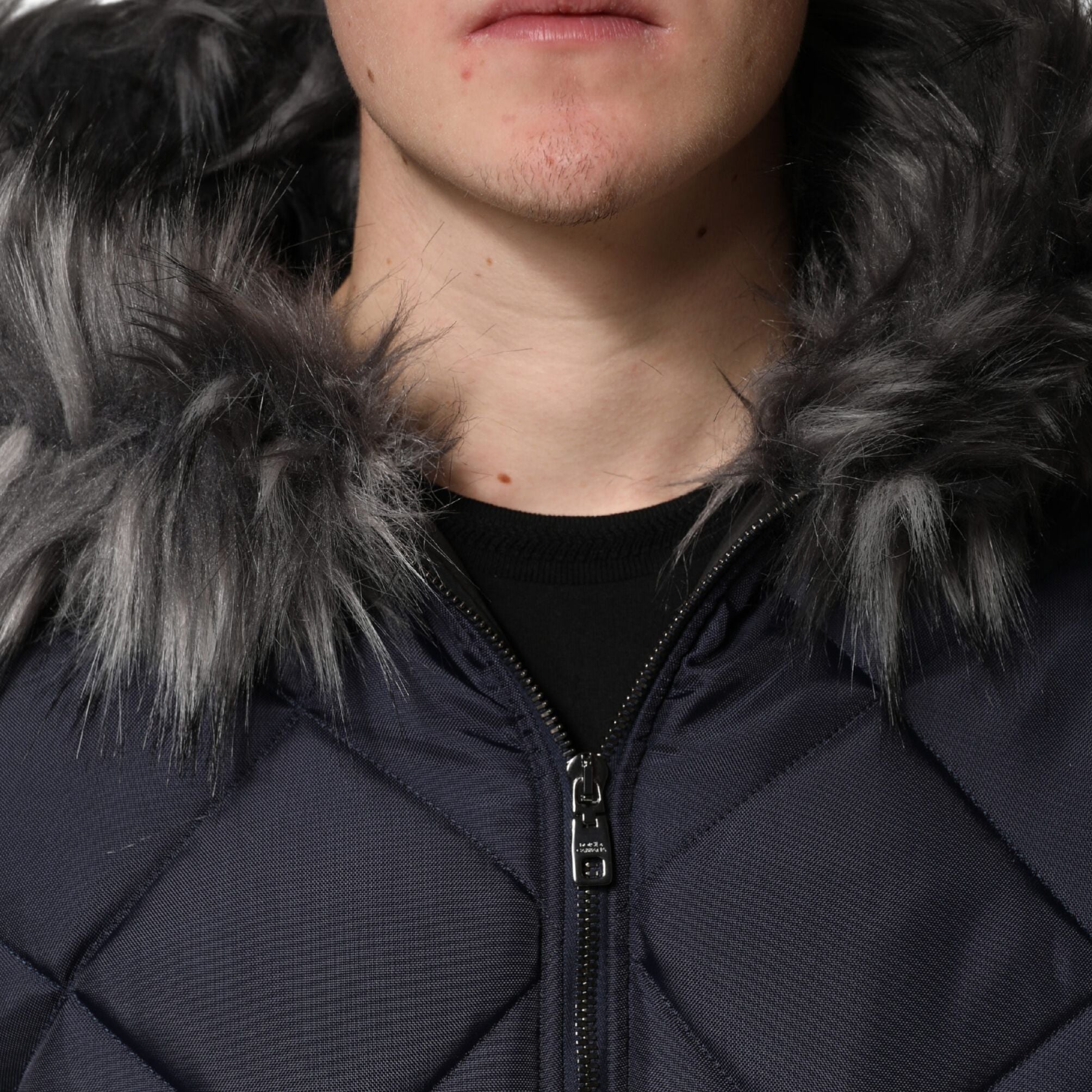 Dolce & Gabbana Black Quilted Fur Shearling Hooded Jacket