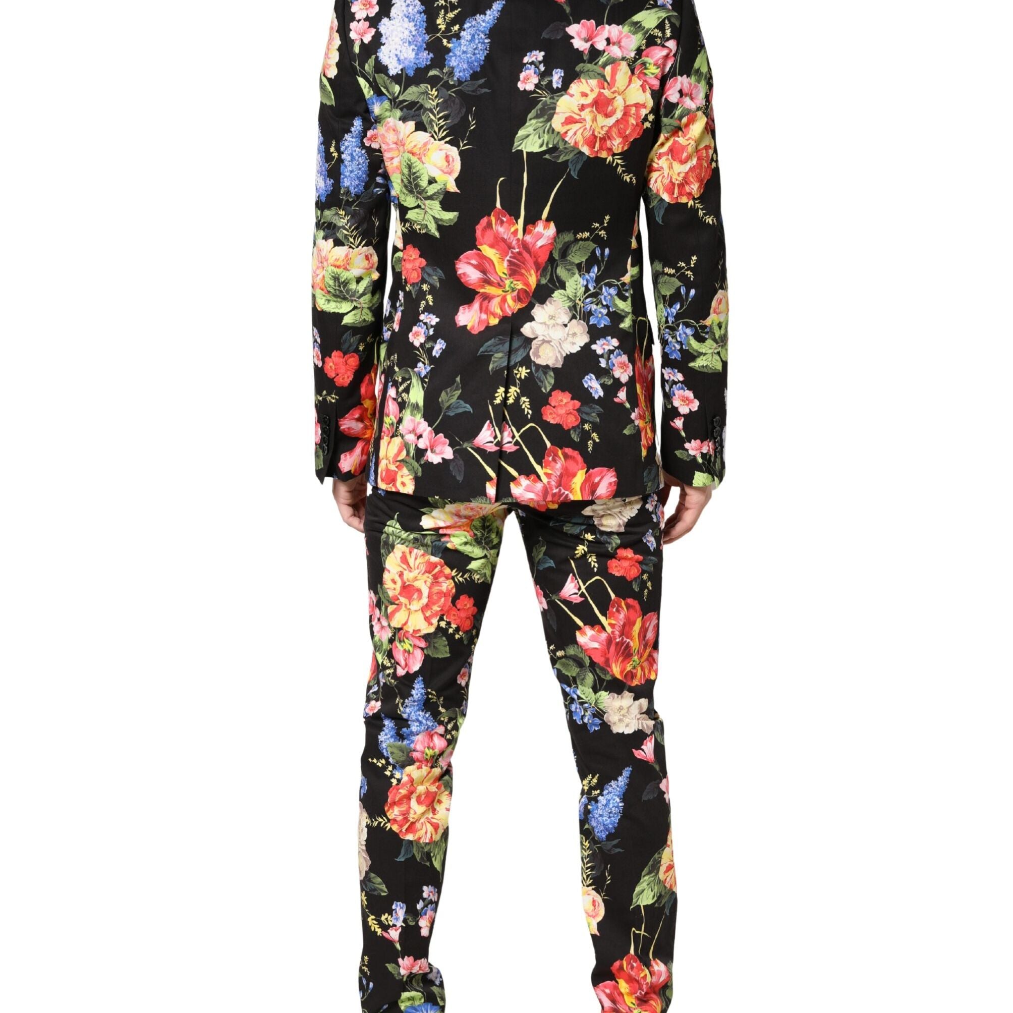 Dolce & Gabbana Black Floral Single Breasted MARTINI 2 Piece Suit