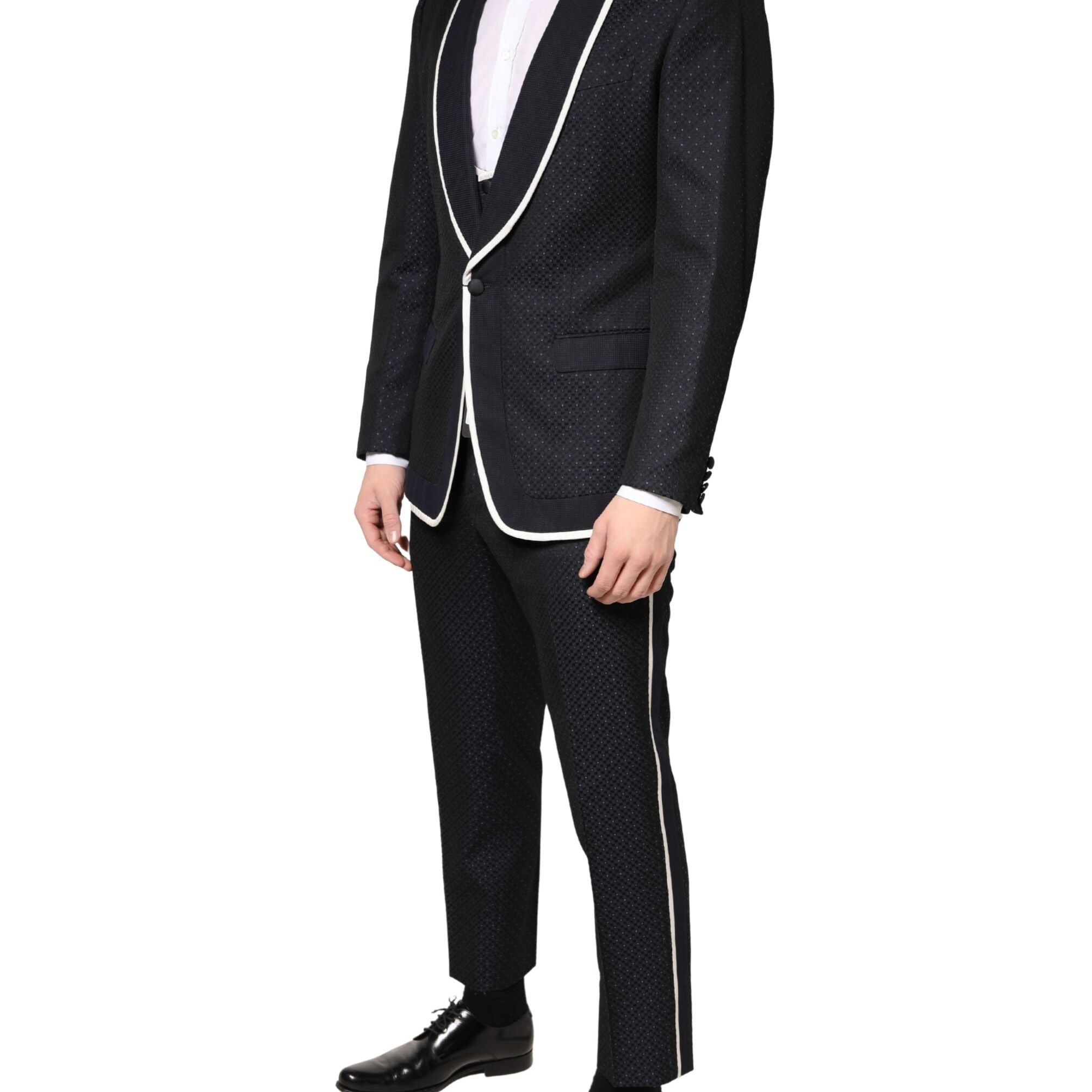 Dolce & Gabbana Black White Single Breasted SICILIA Men 3 Piece Suit