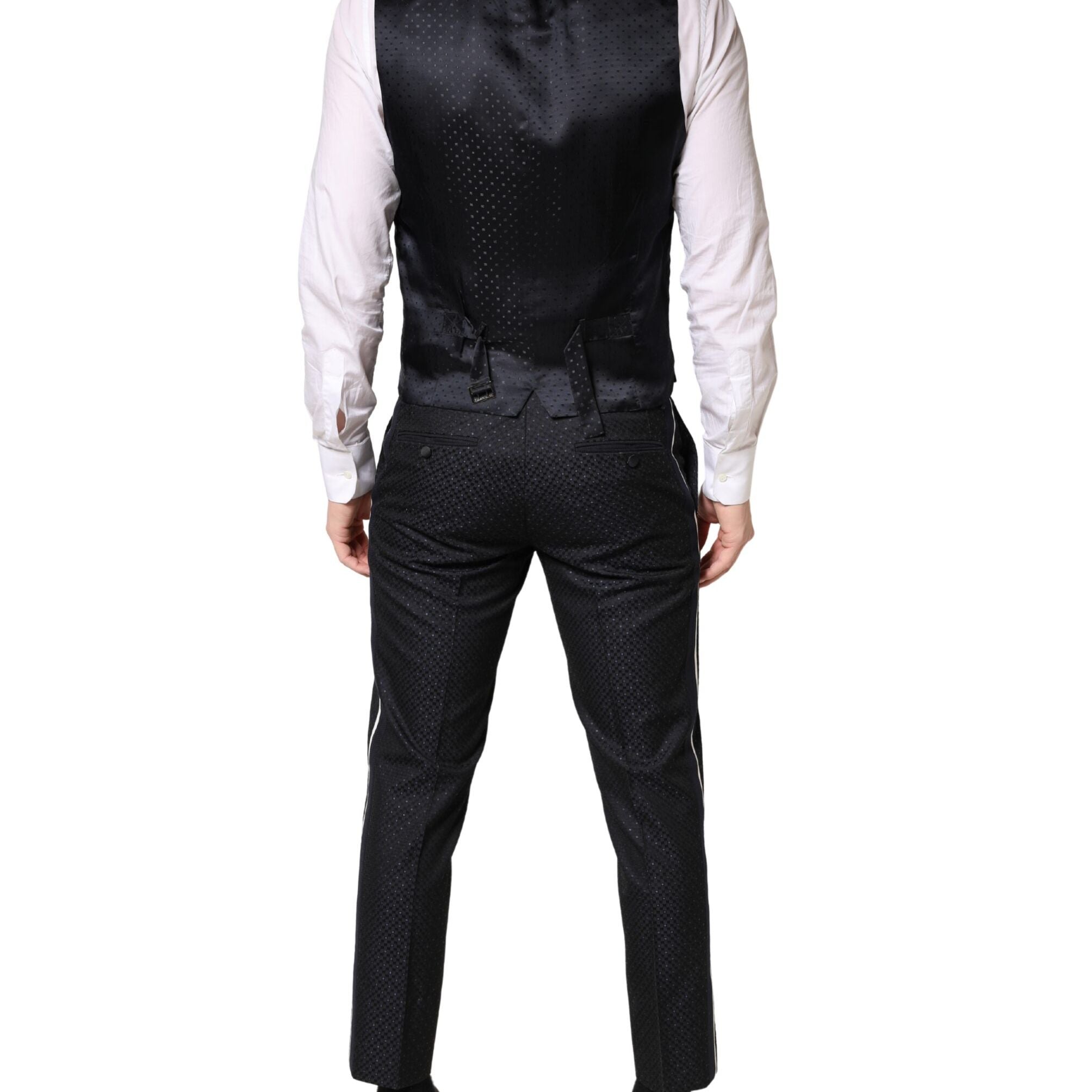 Dolce & Gabbana Black White Single Breasted SICILIA Men 3 Piece Suit