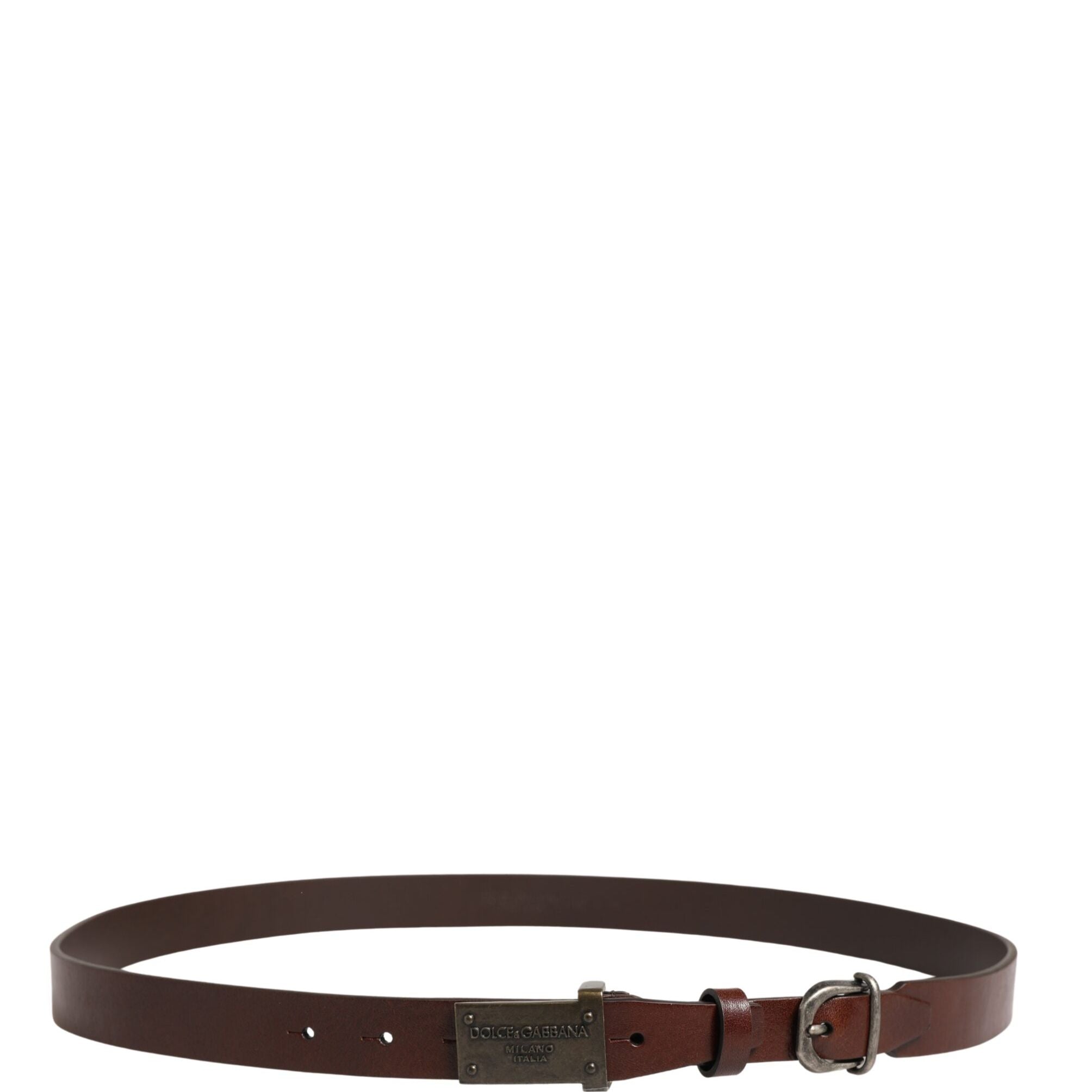 Dolce & Gabbana Brown Leather Logo Metal Buckle Men Belt