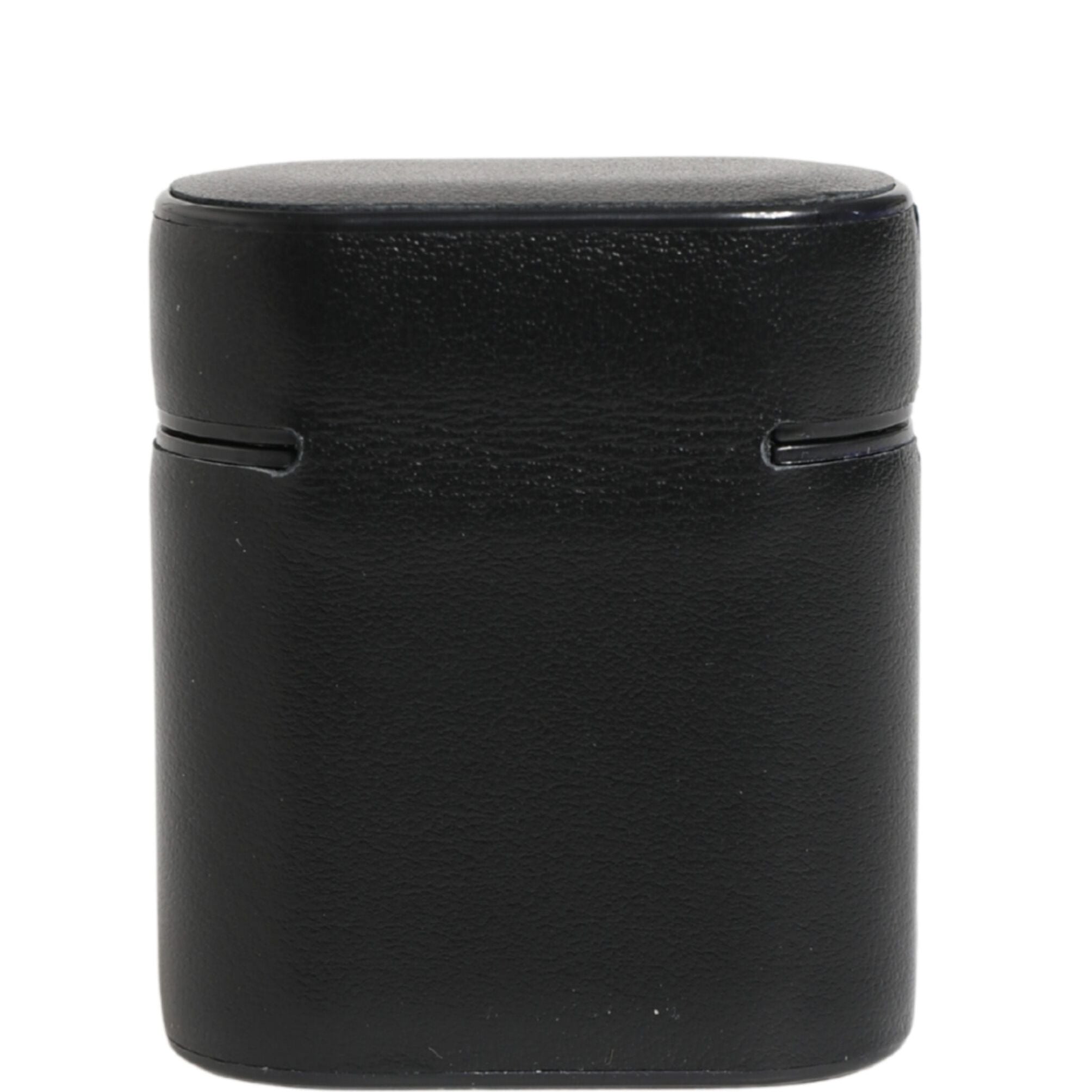Dolce & Gabbana Black Calf Leather Logo Print Flip Holder Airpods Case