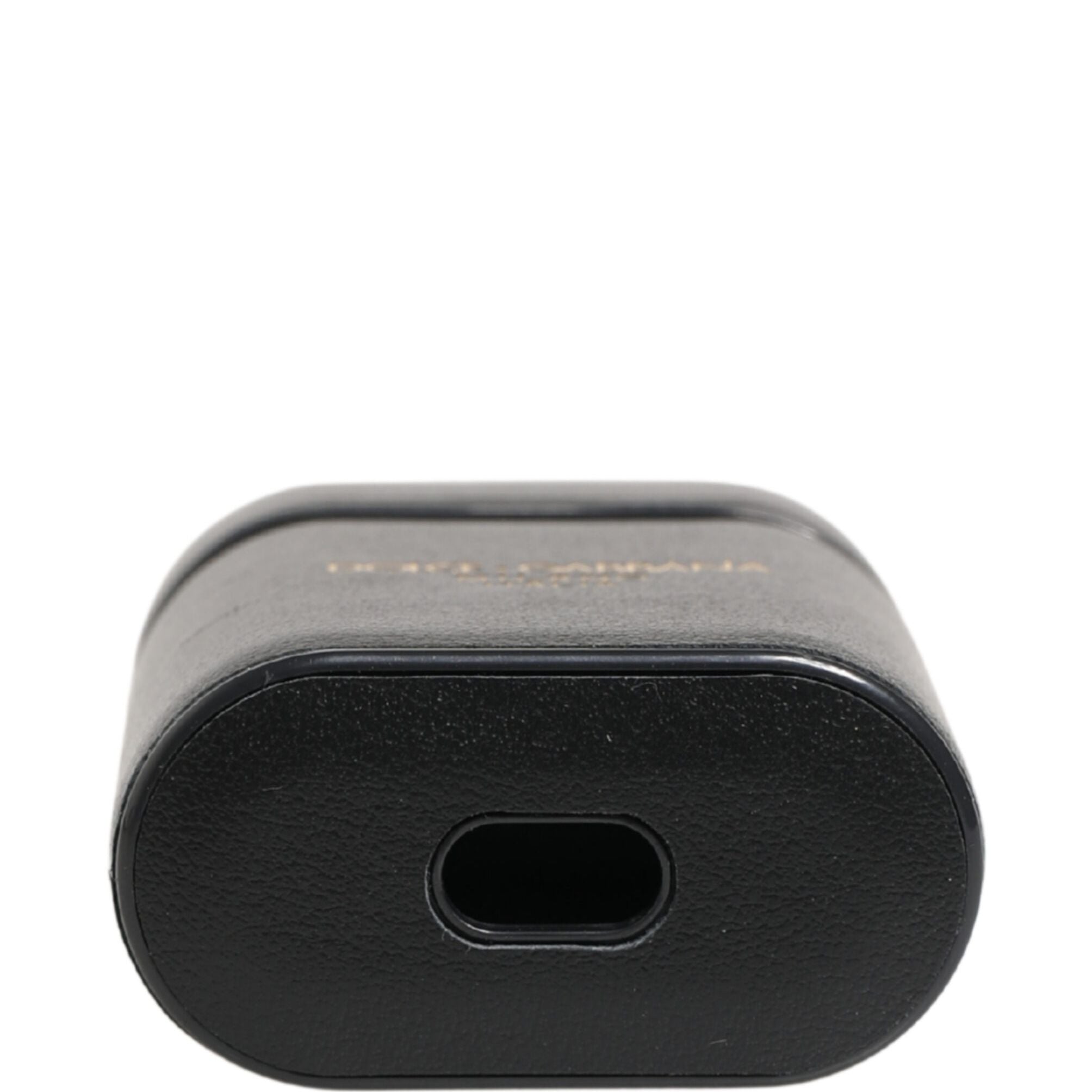 Dolce & Gabbana Black Calf Leather Logo Print Flip Holder Airpods Case