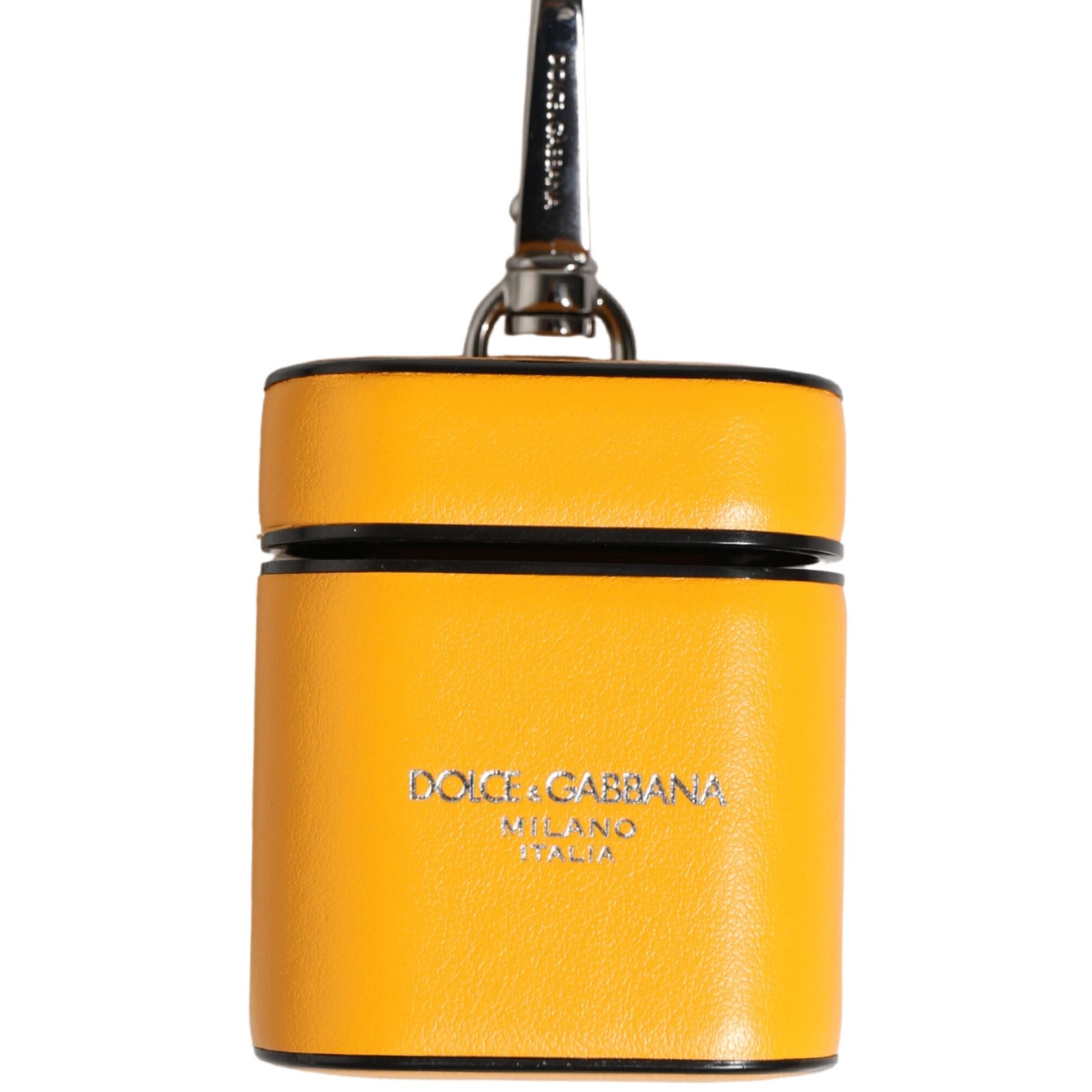 Dolce & Gabbana Case Yellow Calf Leather Logo Flip Holder Strap Airpods