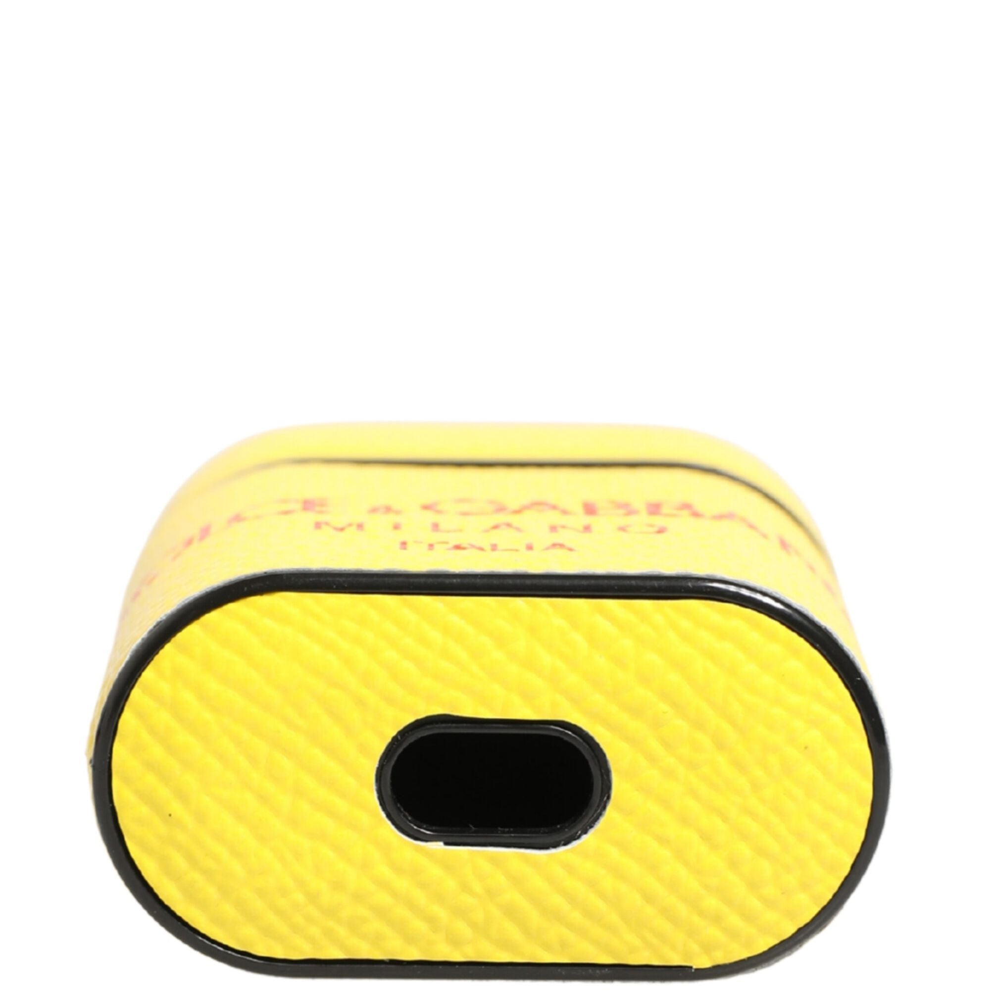 Dolce & Gabbana Yellow Calf Leather Logo Flip Holder Strap Airpods Case