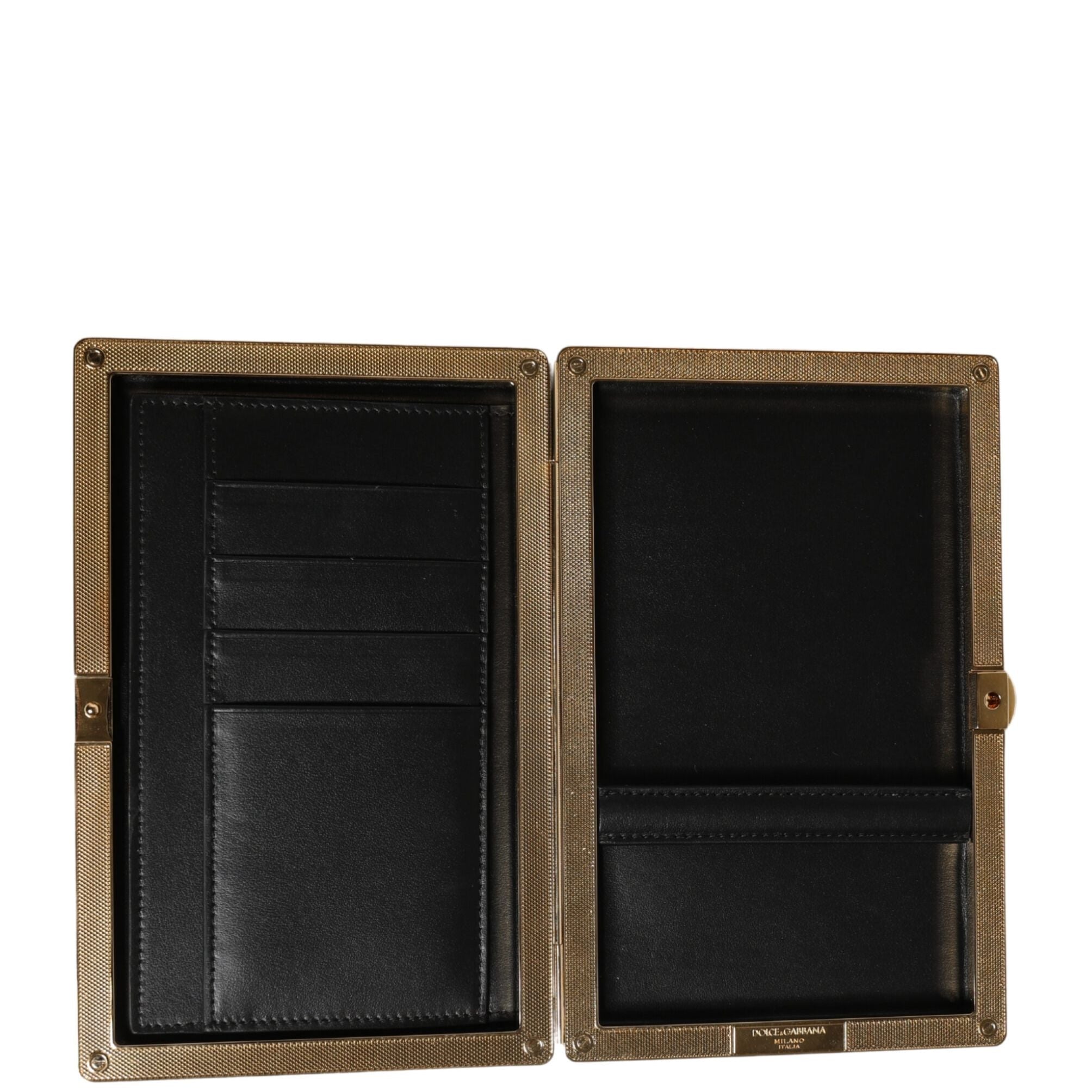 Dolce & Gabbana Brown Calfskin Leather Clutch Evening Women Purse Bag