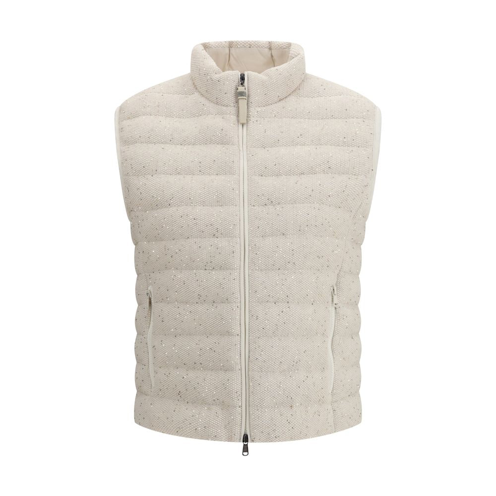 Brunello Cucinelli Beige Goose Down Sleveless Jacket