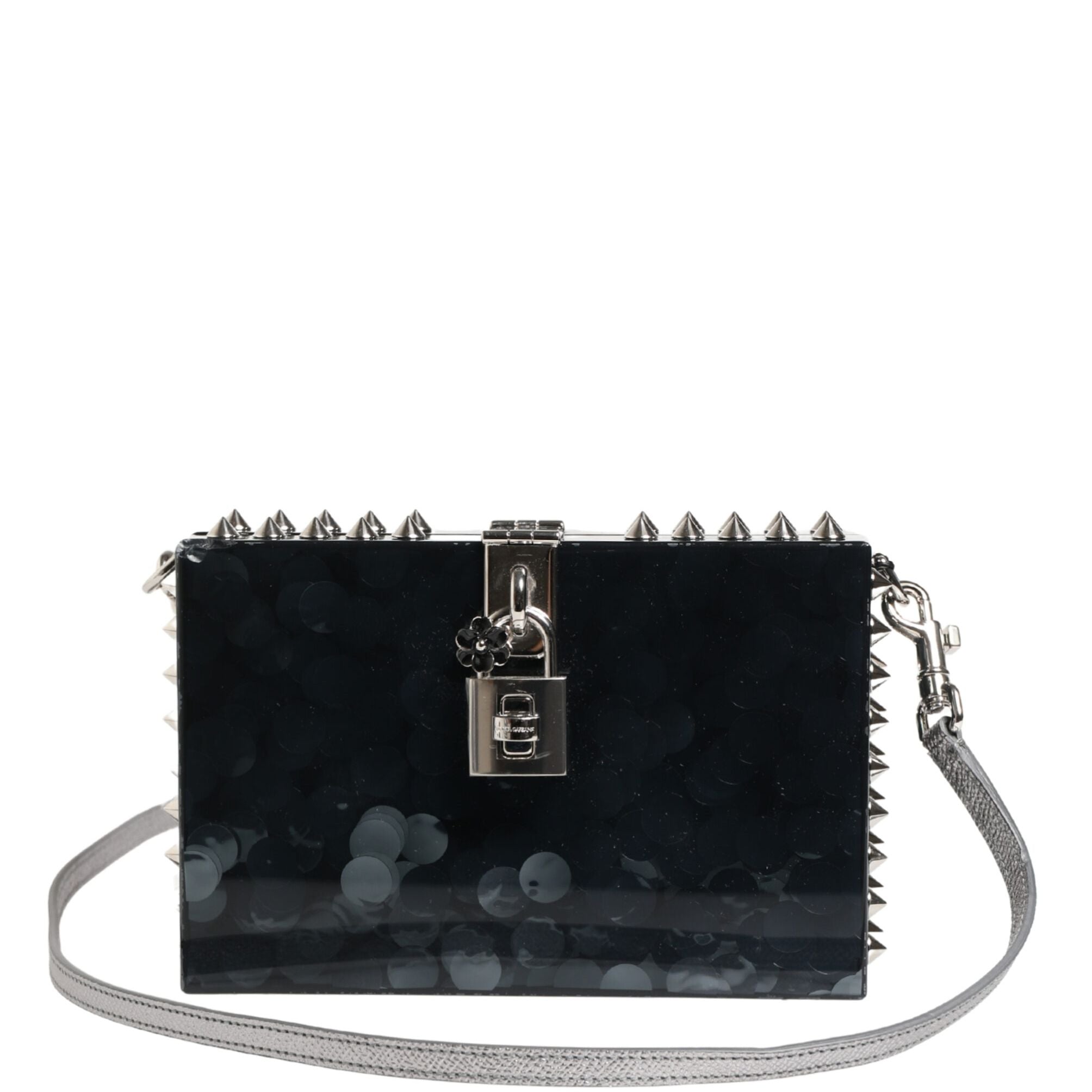 Dolce & Gabbana Black Acrylic Plexiglass Studded DOLCE BOX Clutch Bag