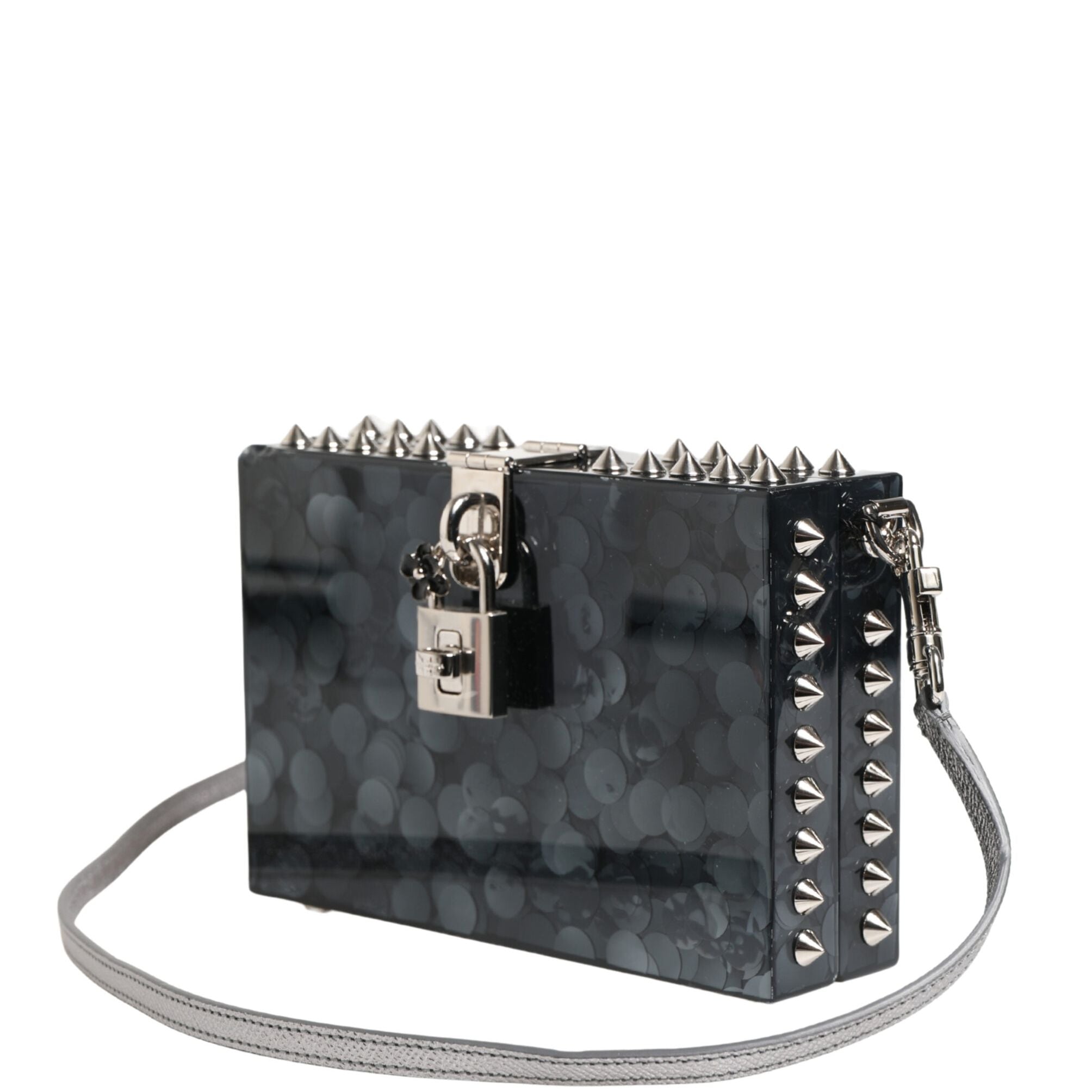 Dolce & Gabbana Black Acrylic Plexiglass Studded DOLCE BOX Clutch Bag