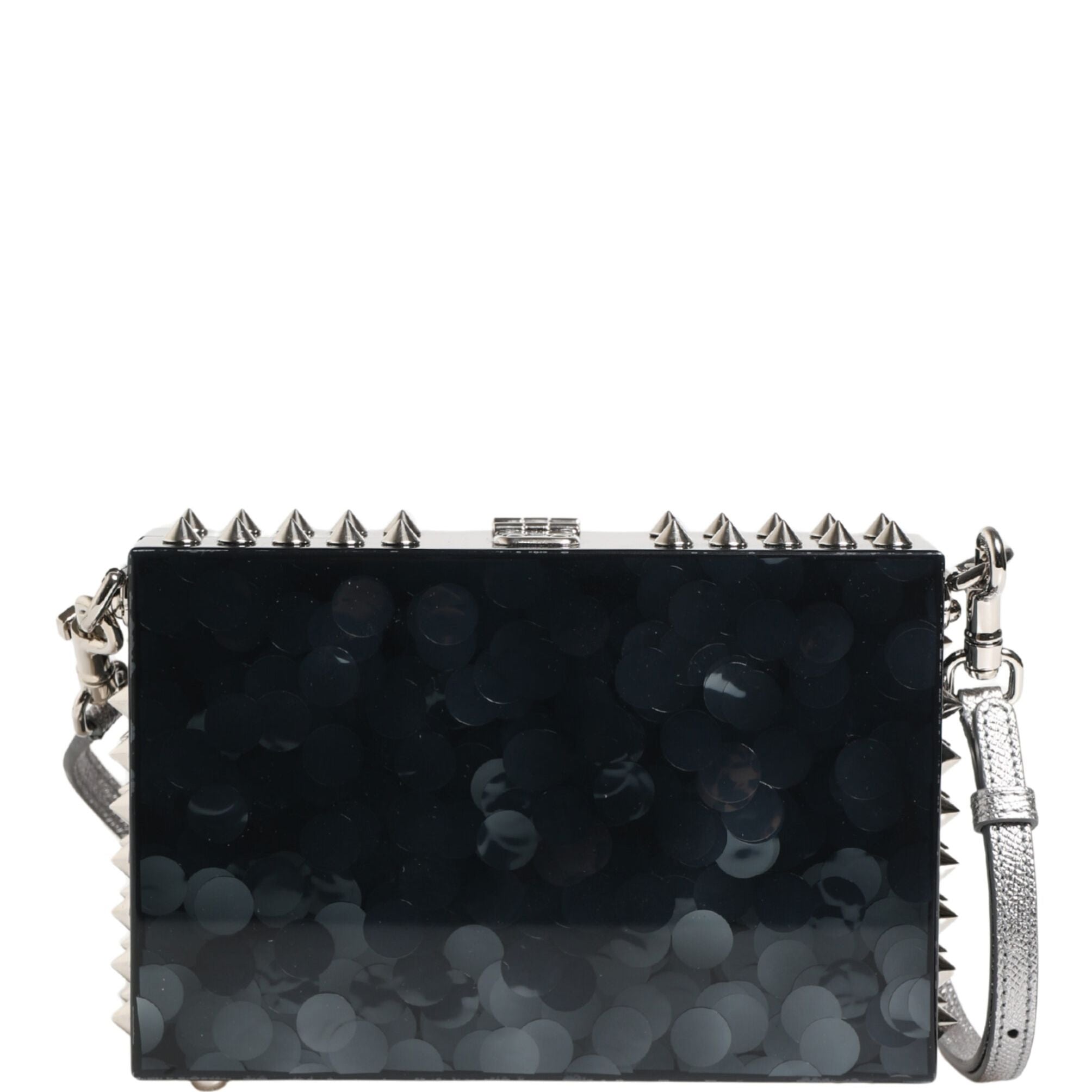 Dolce & Gabbana Black Acrylic Plexiglass Studded DOLCE BOX Clutch Bag