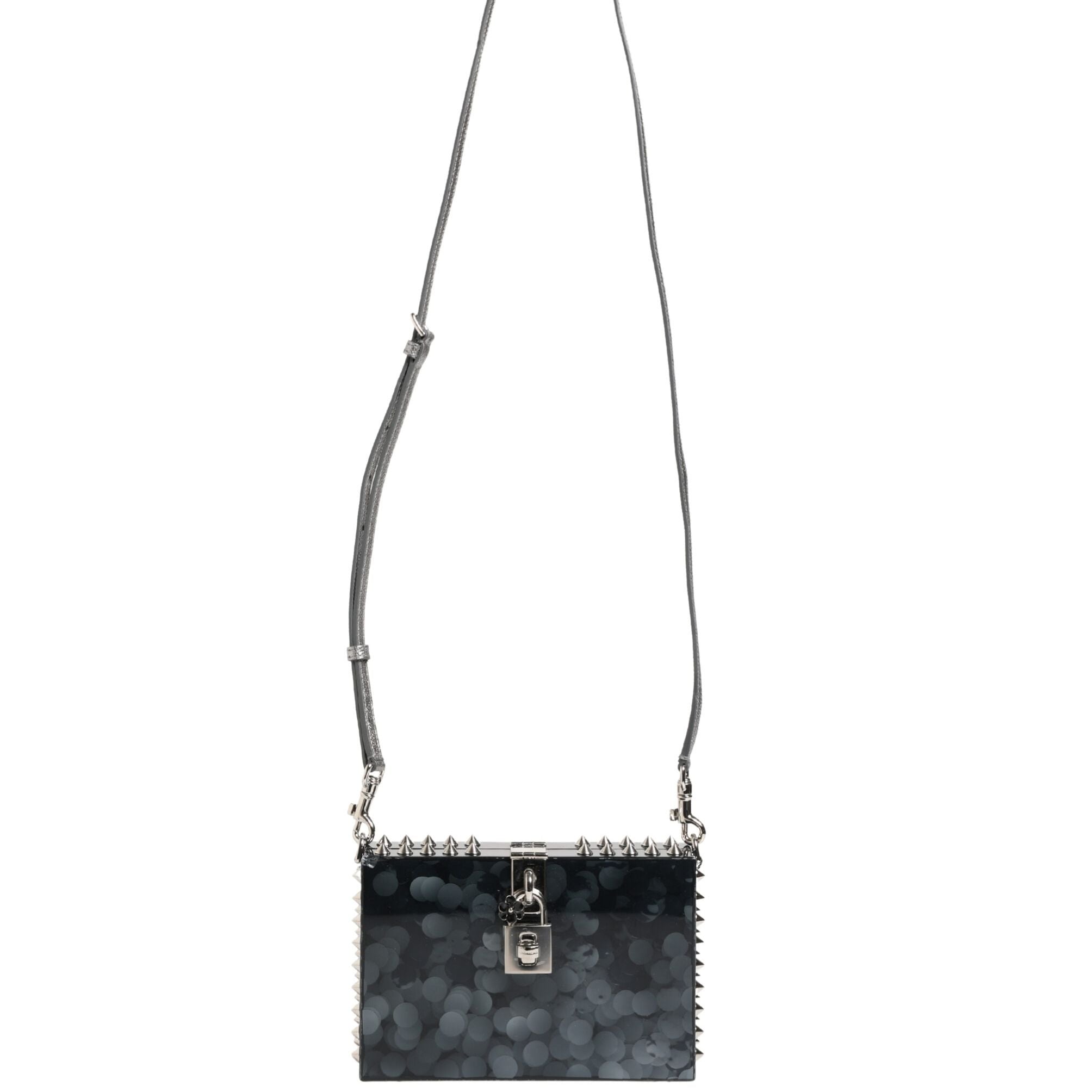 Dolce & Gabbana Black Acrylic Plexiglass Studded DOLCE BOX Clutch Bag