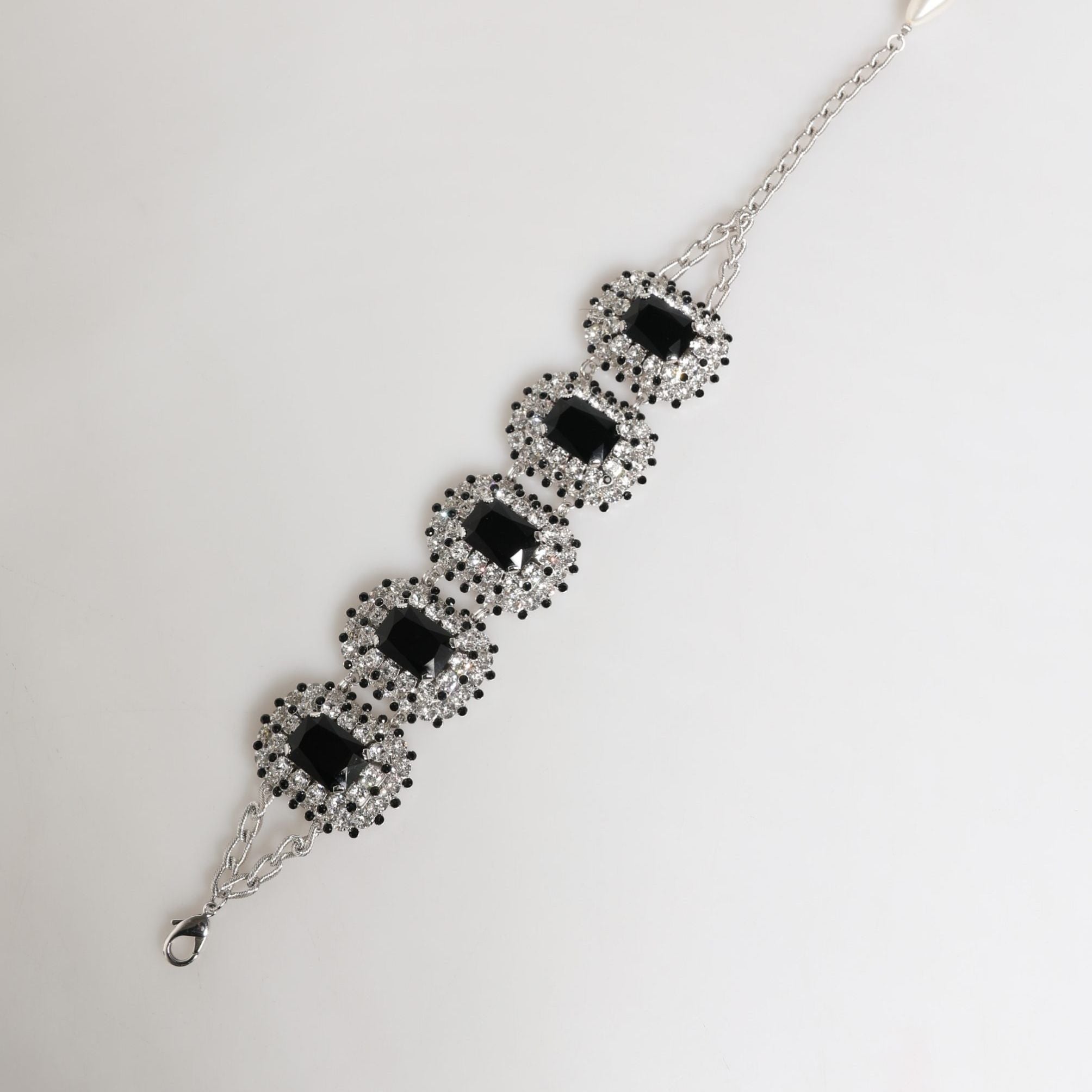 Dolce & Gabbana Silver Tone Brass Chain Crystal Embellished Bracelet