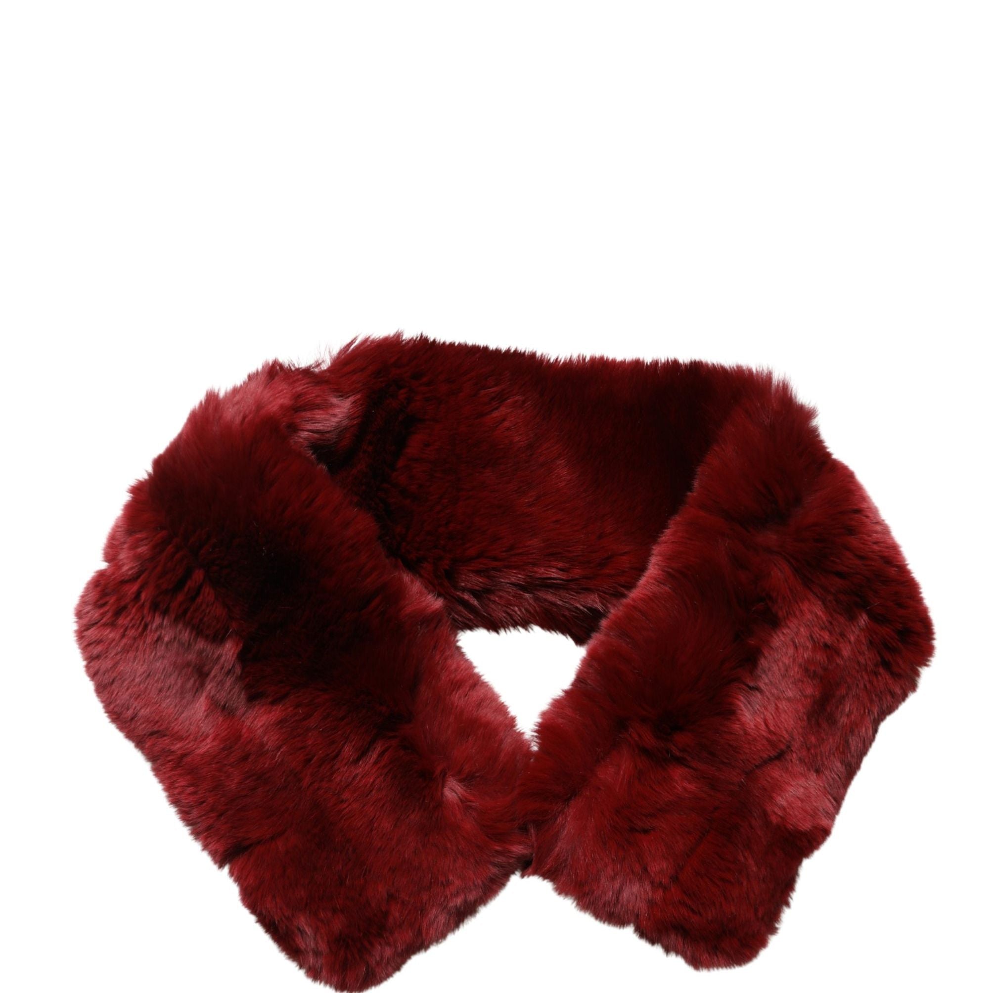 Dolce & Gabbana Red Lamb Fur Collar Women Neck Wrap 50cm x 8cm Scarf