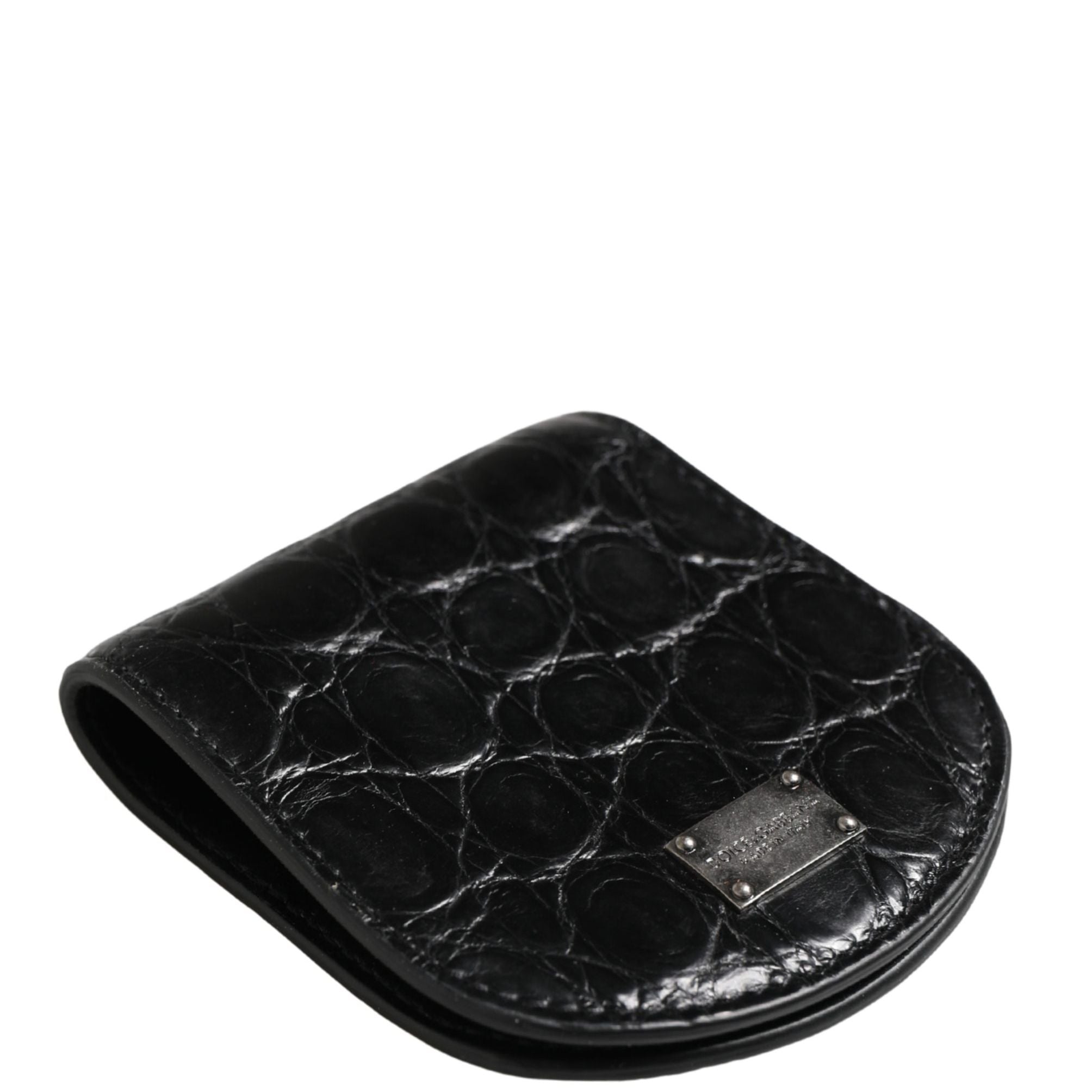 Dolce & Gabbana Black Exotic Skin Condom Case Holder Pocket Wallet