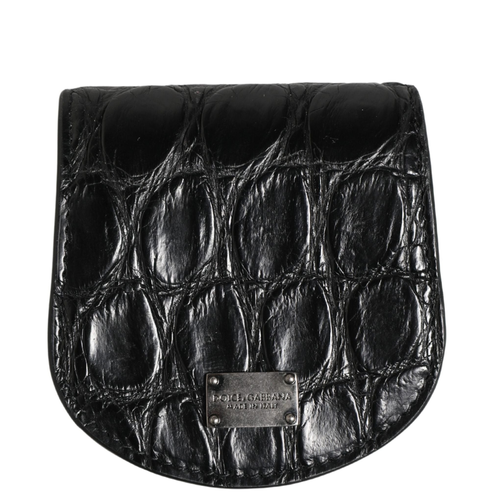 Dolce & Gabbana Black Exotic Skin Condom Case Holder Pocket Wallet