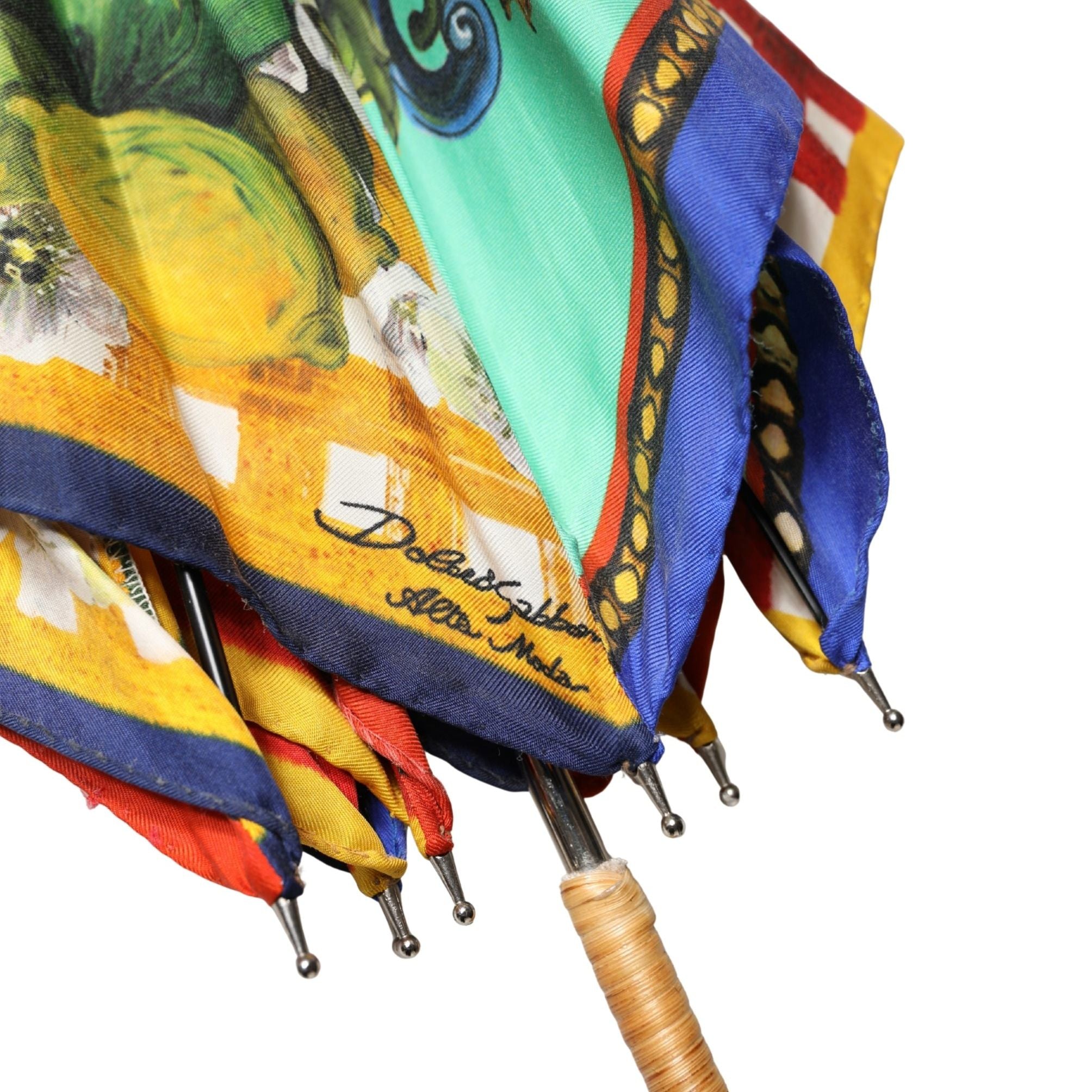Dolce & Gabbana Multicolor Carretto Siciliano Print Collapsible Umbrella