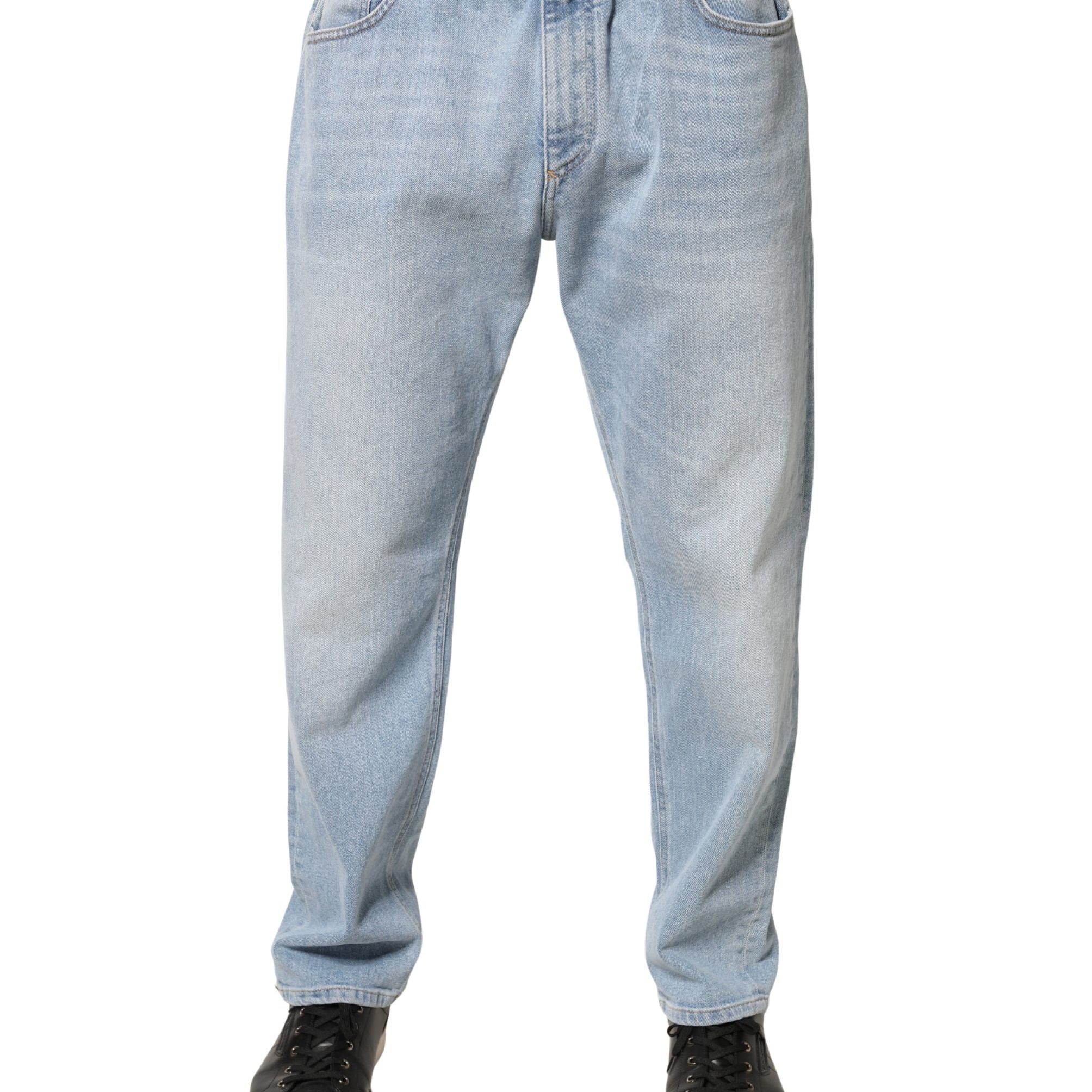 Dolce & Gabbana Light Blue Washed Loose Cotton Denim Jeans