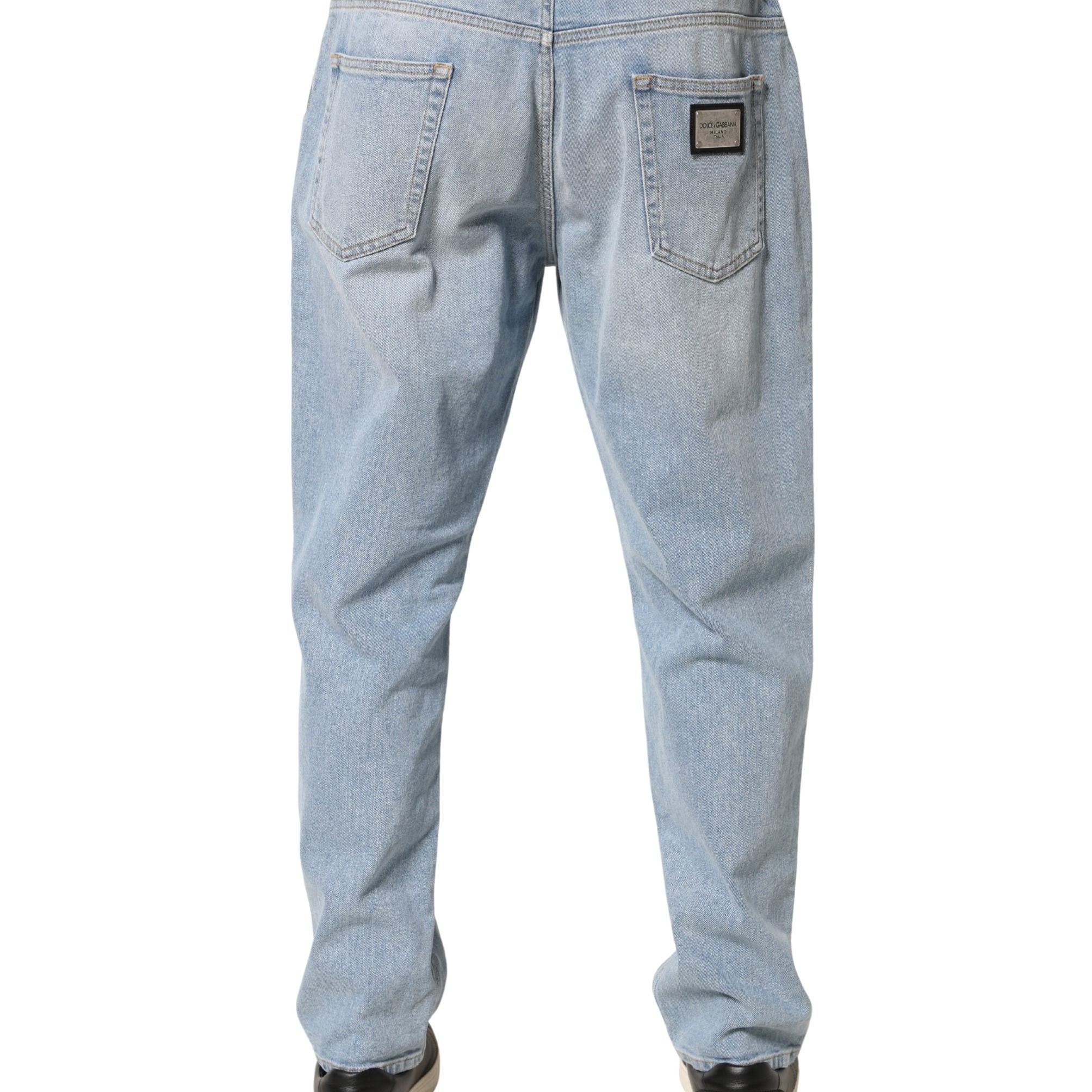 Dolce & Gabbana Light Blue Washed Loose Cotton Denim Jeans