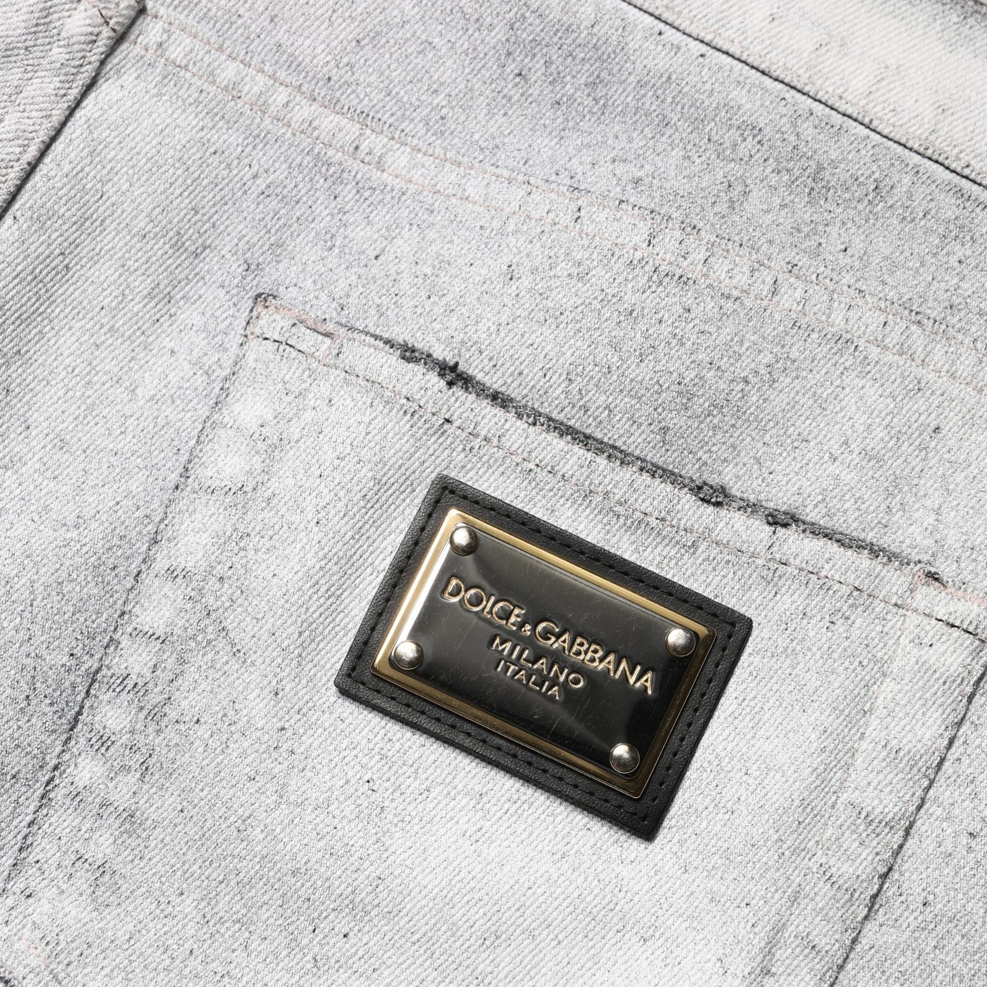 Dolce & Gabbana Light Gray Distressed Skinny Men Denim Jeans