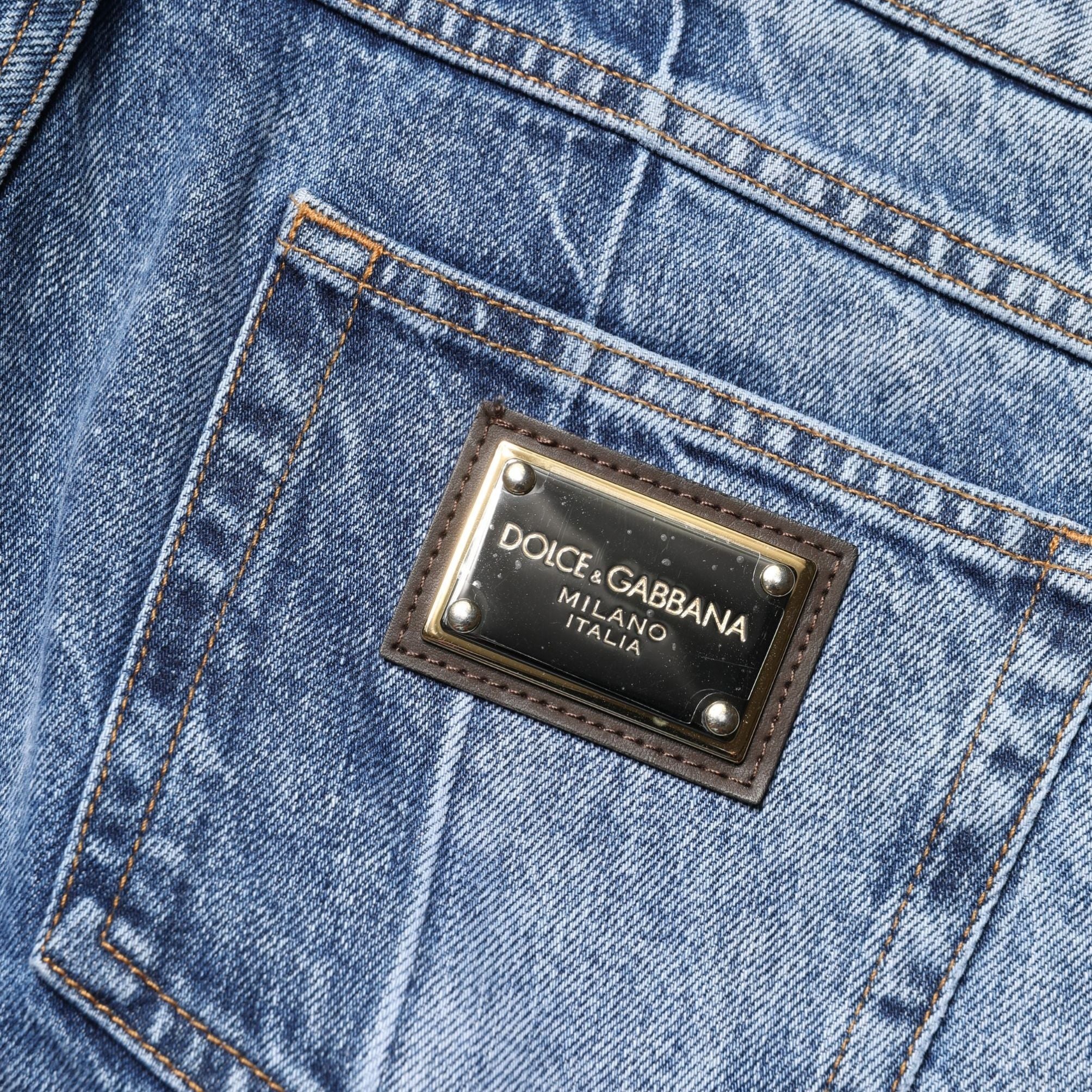 Dolce & Gabbana Two Tone Blue Cotton Regular Men Denim Jeans