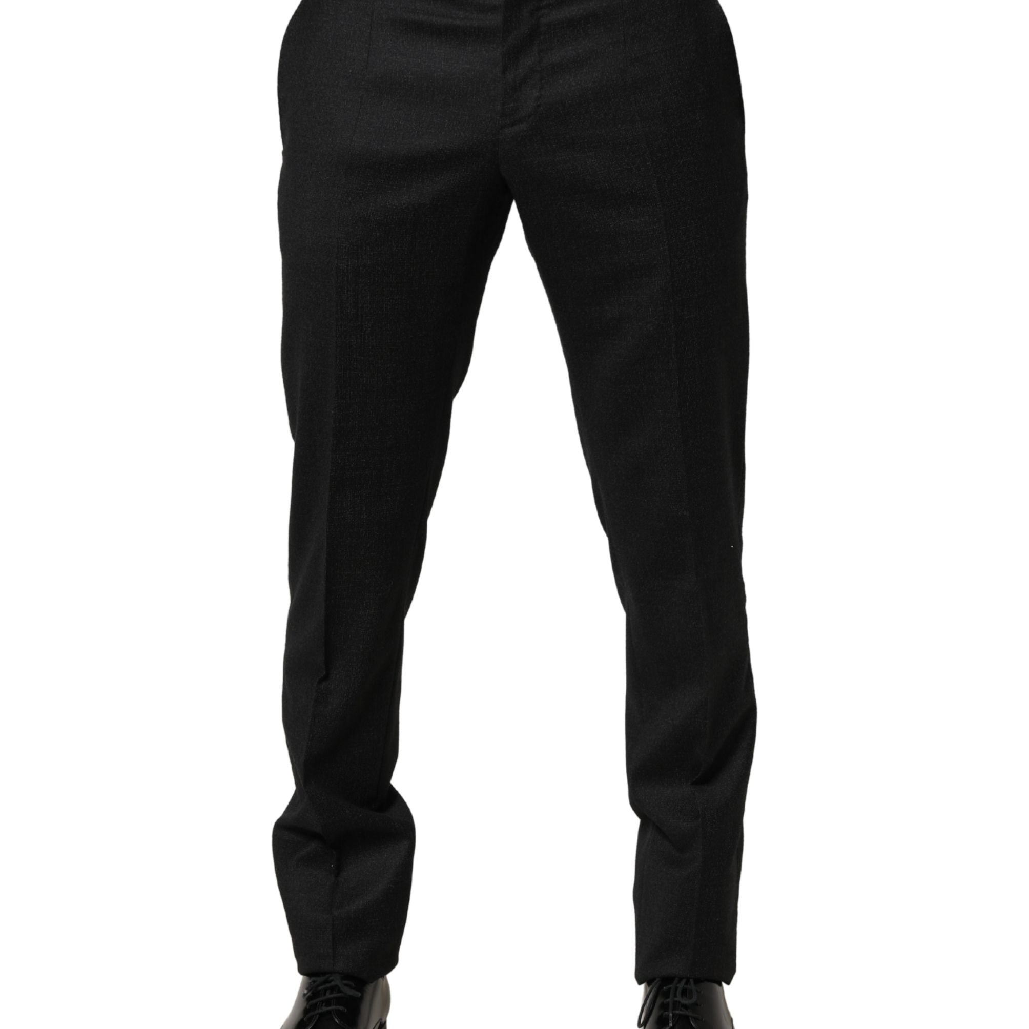 Dolce & Gabbana Black Wool Skinny Men Dress Trouser Pants