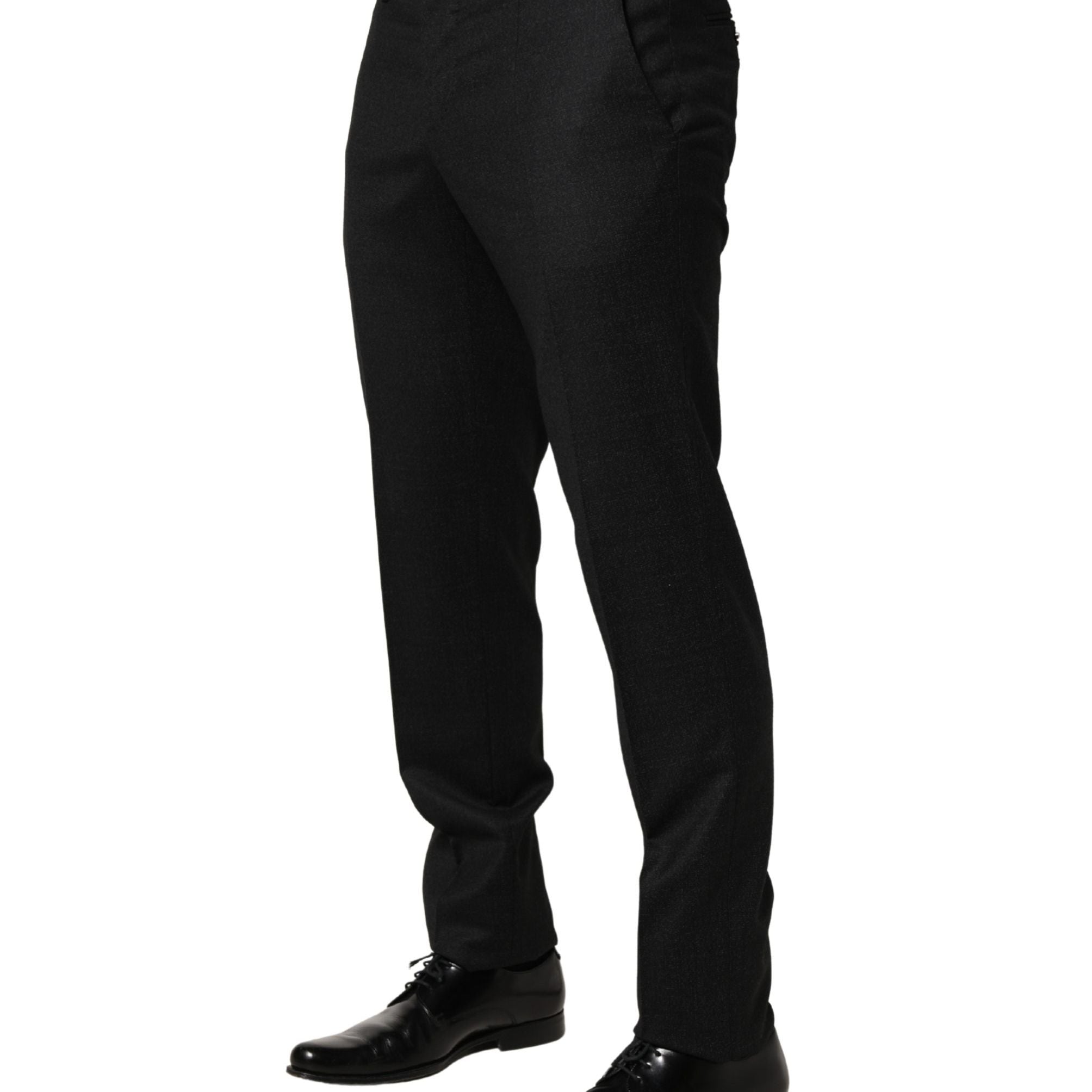 Dolce & Gabbana Black Wool Skinny Men Dress Trouser Pants
