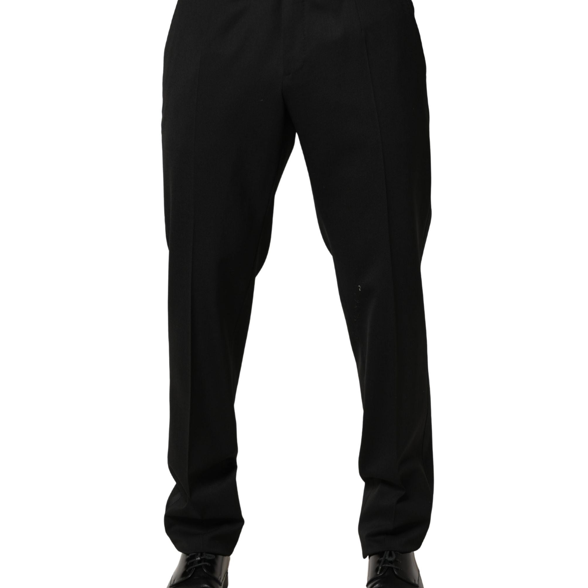 Dolce & Gabbana Black Wool Skinny Men Dress Trouser Pants