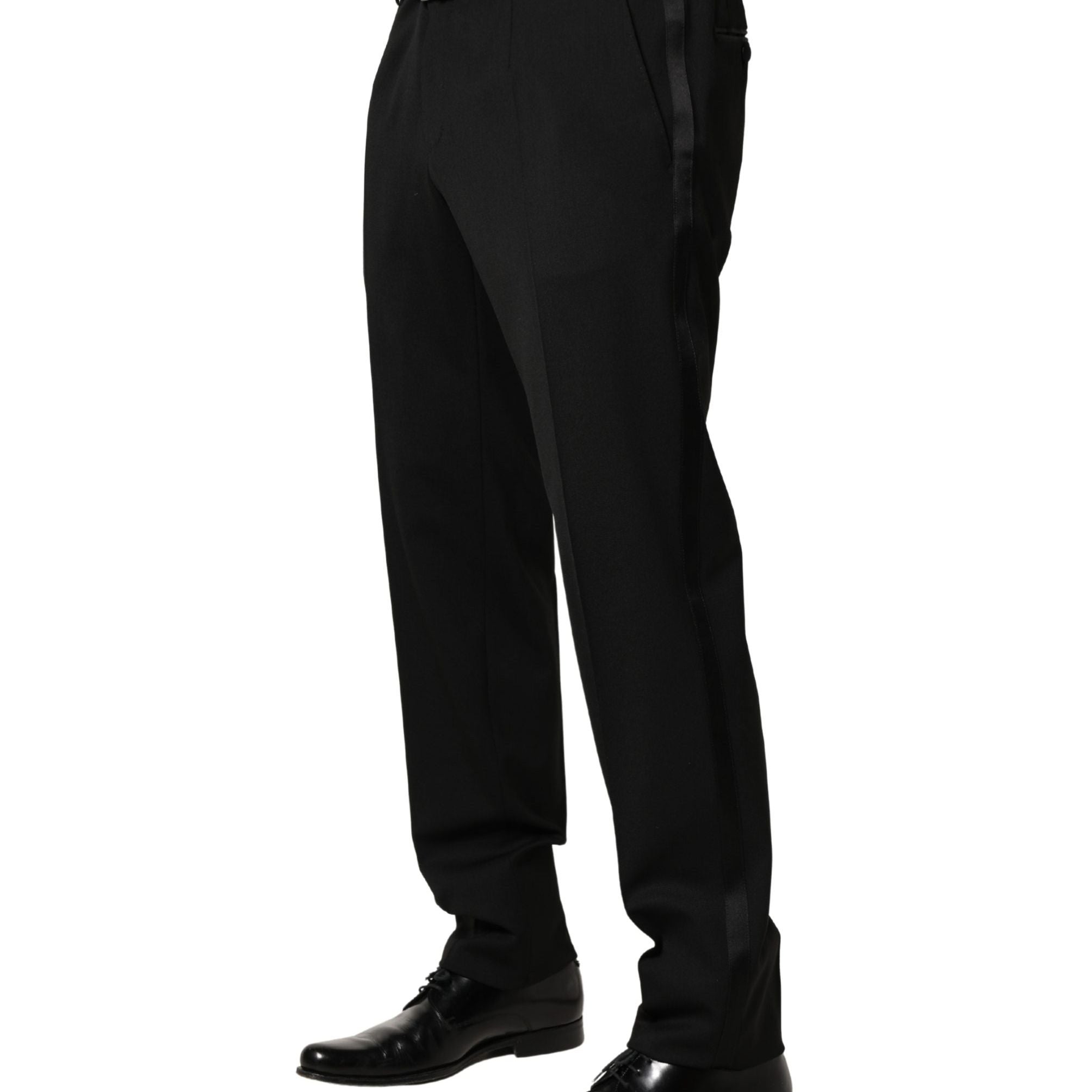 Dolce & Gabbana Black Wool Skinny Men Dress Trouser Pants