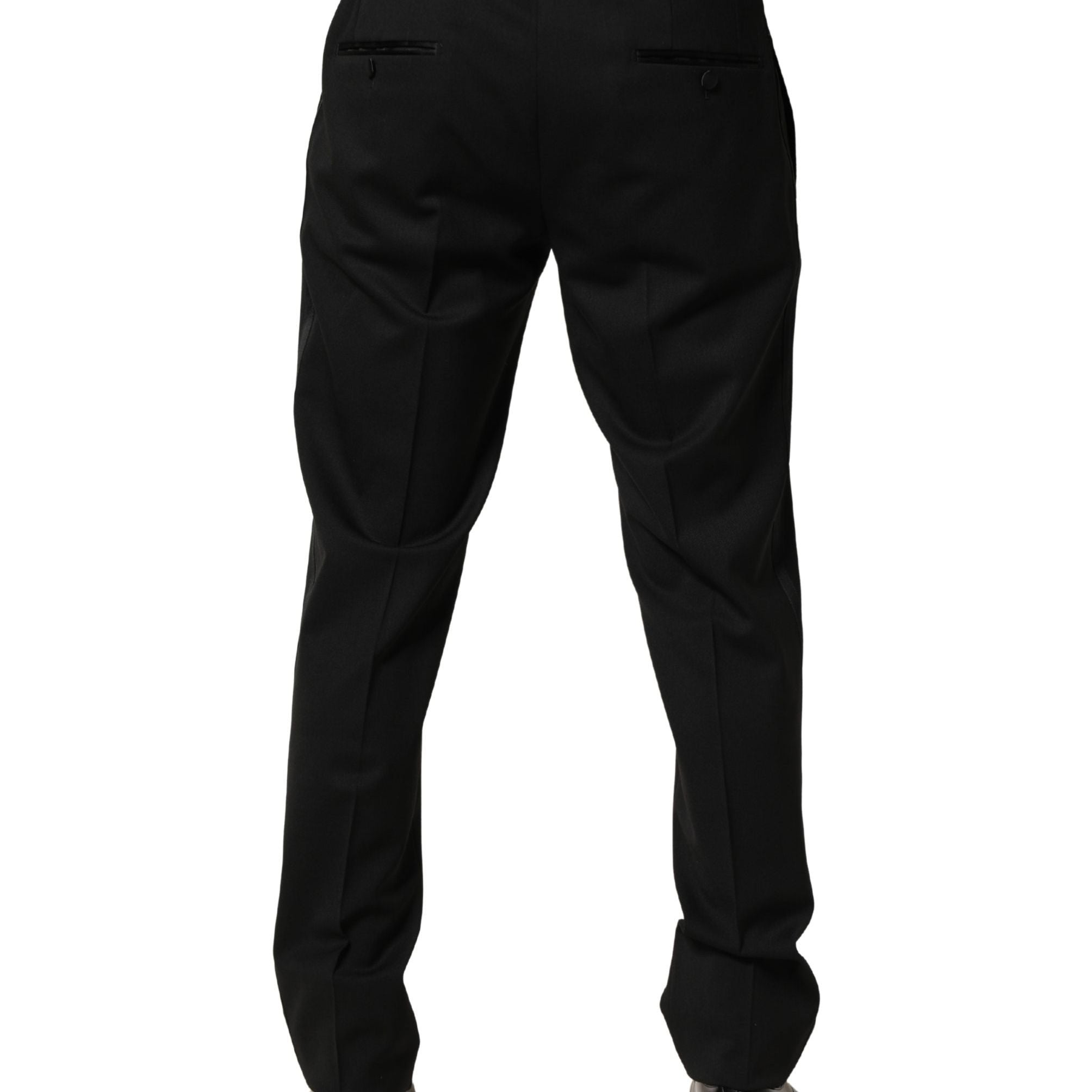 Dolce & Gabbana Black Wool Skinny Men Dress Trouser Pants