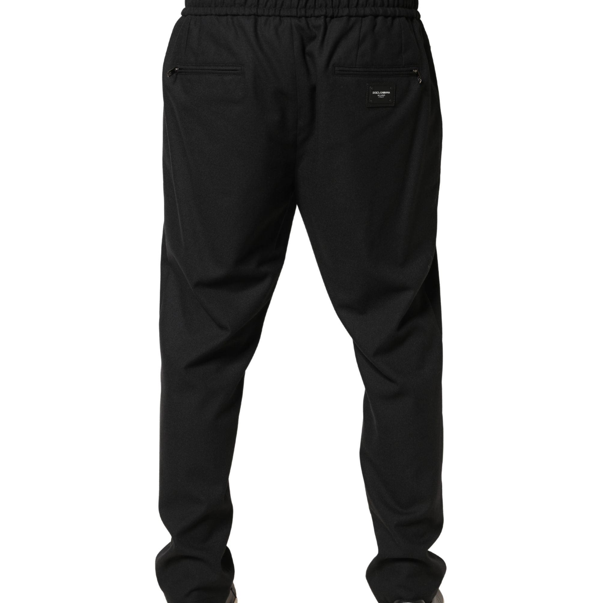 Dolce & Gabbana Black Wool Skinny Jogger Trouser Pants