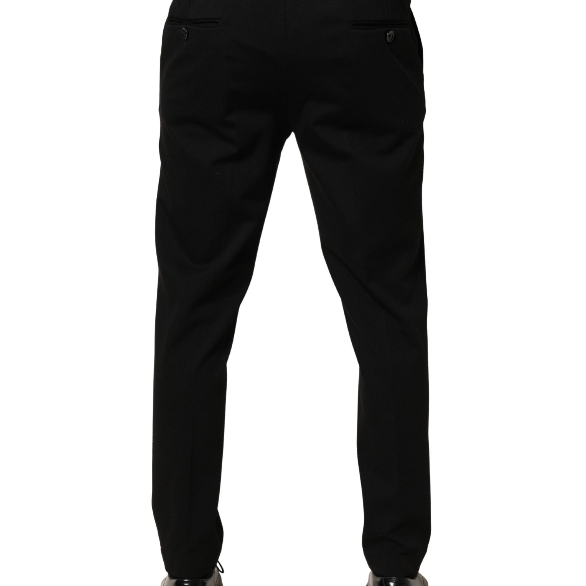 Dolce & Gabbana Black Wool Skinny Men Dress Trouser Pants