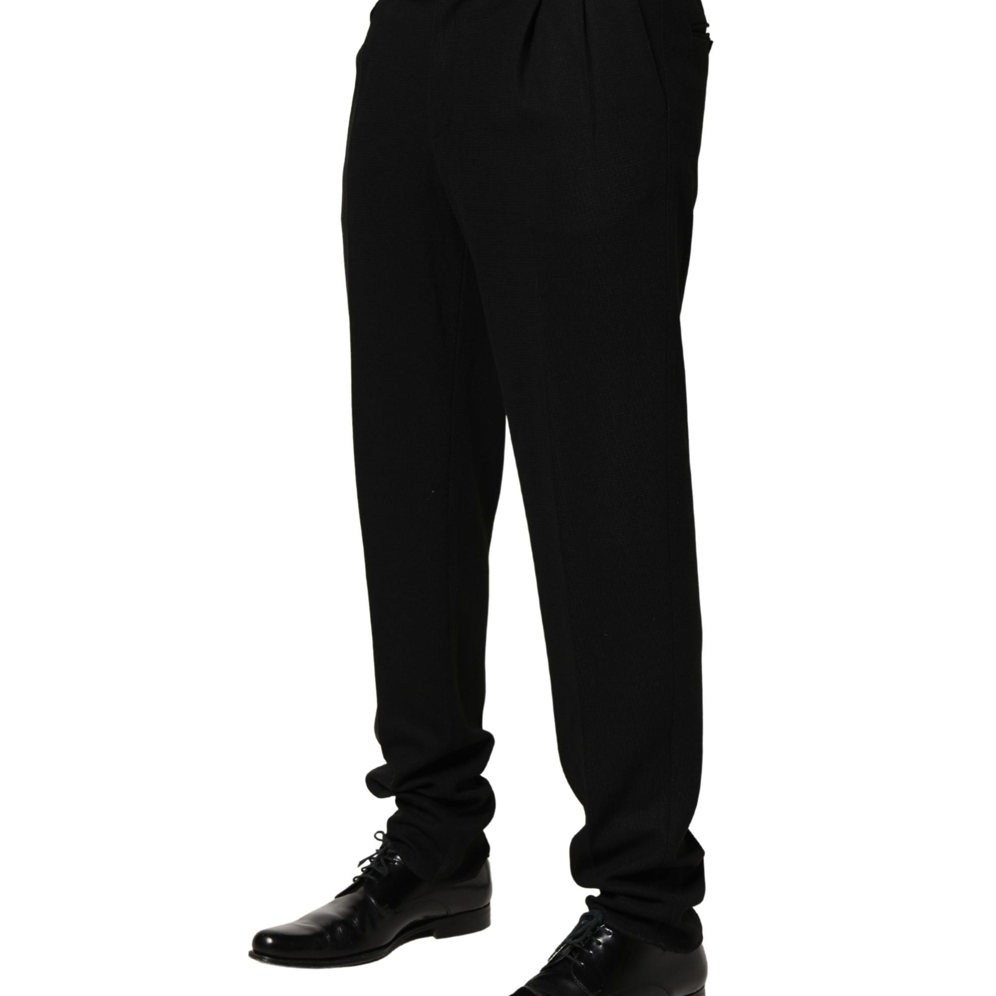Dolce & Gabbana Black Wool Skinny Men Dress Trouser Pants