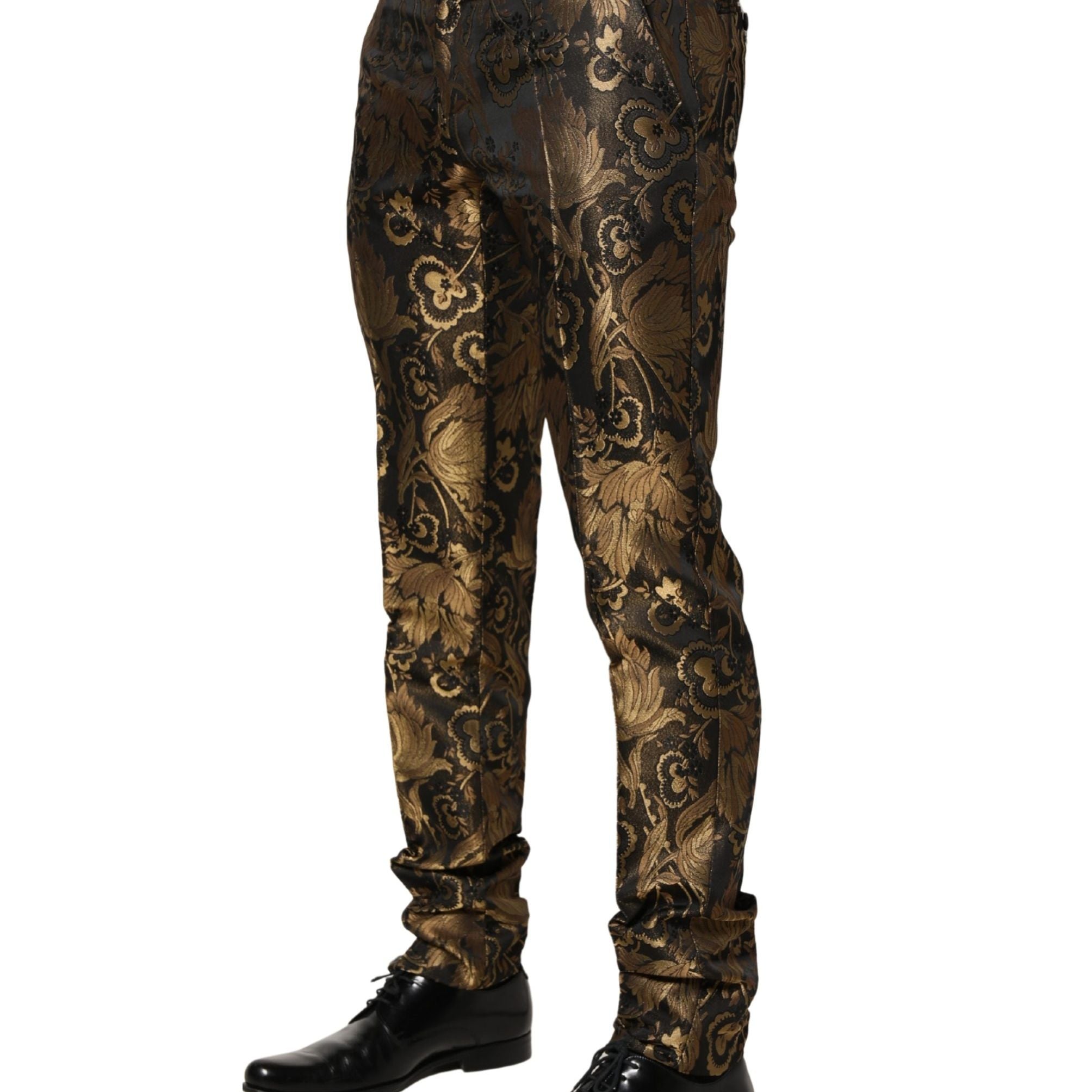 Dolce & Gabbana Gold Jacquard Dress Formal Men Trouser Pants